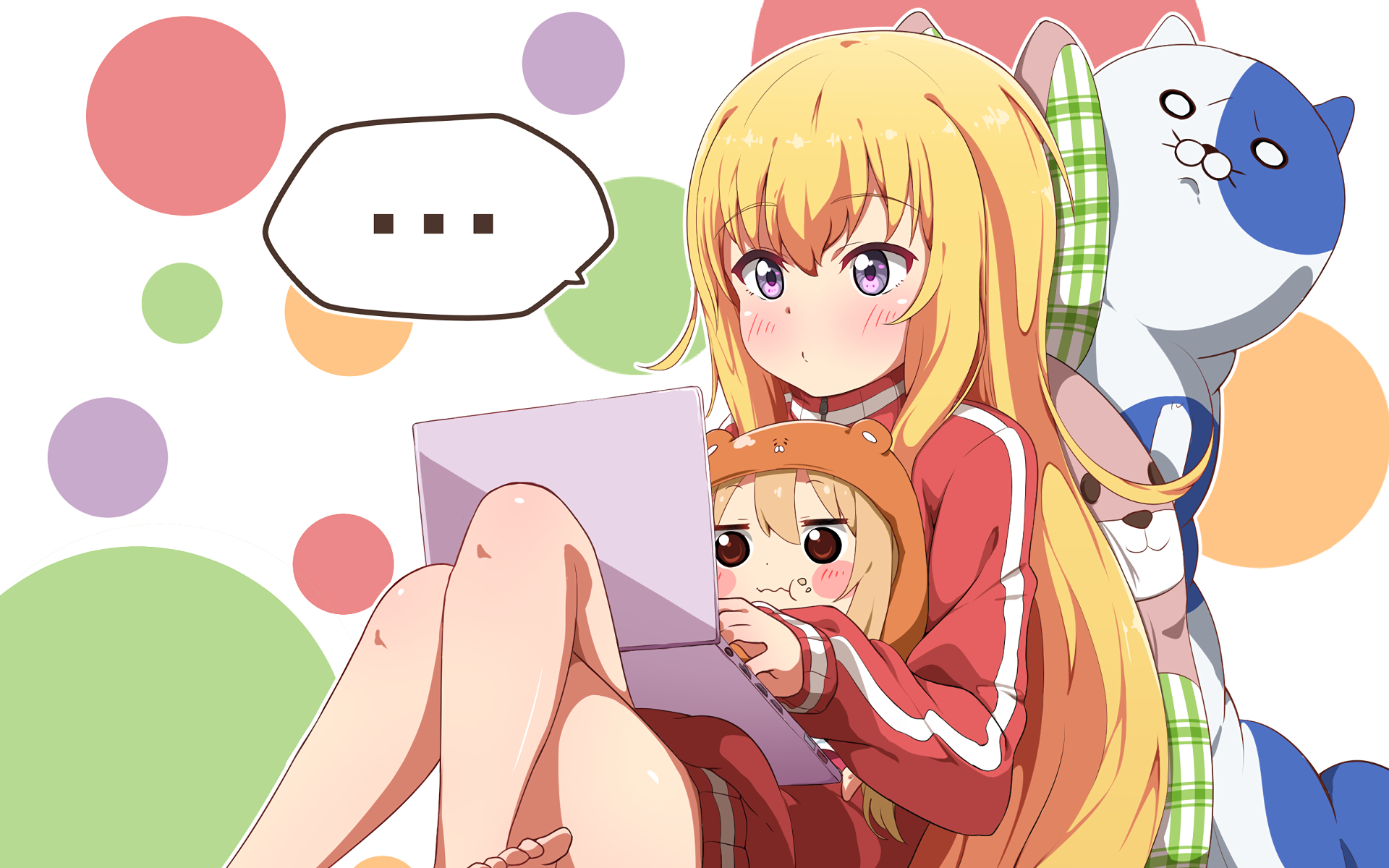 Gabriel Tenma White with Umaru and a plush toy HD Wallpaper