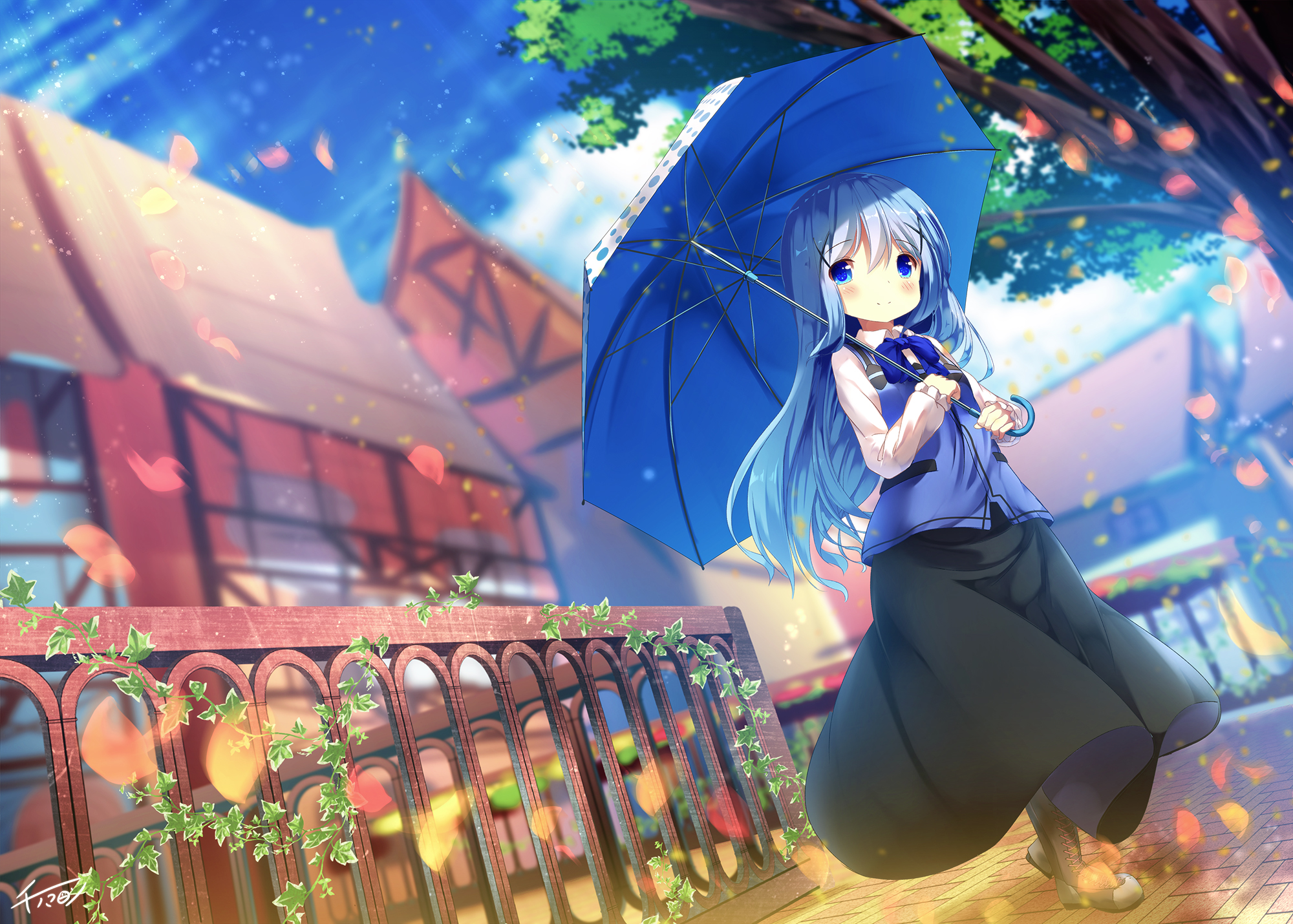 Chino Kafū with Umbrella HD Wallpaper
