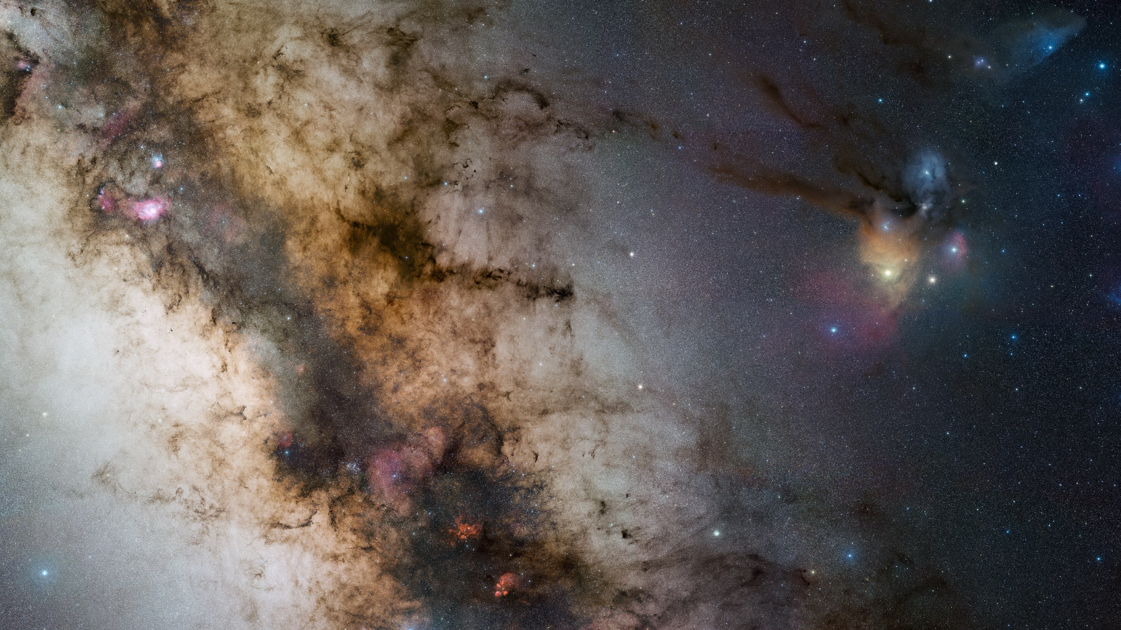 Dark nebulae and star clusters in the Milky Way HD Wallpaper