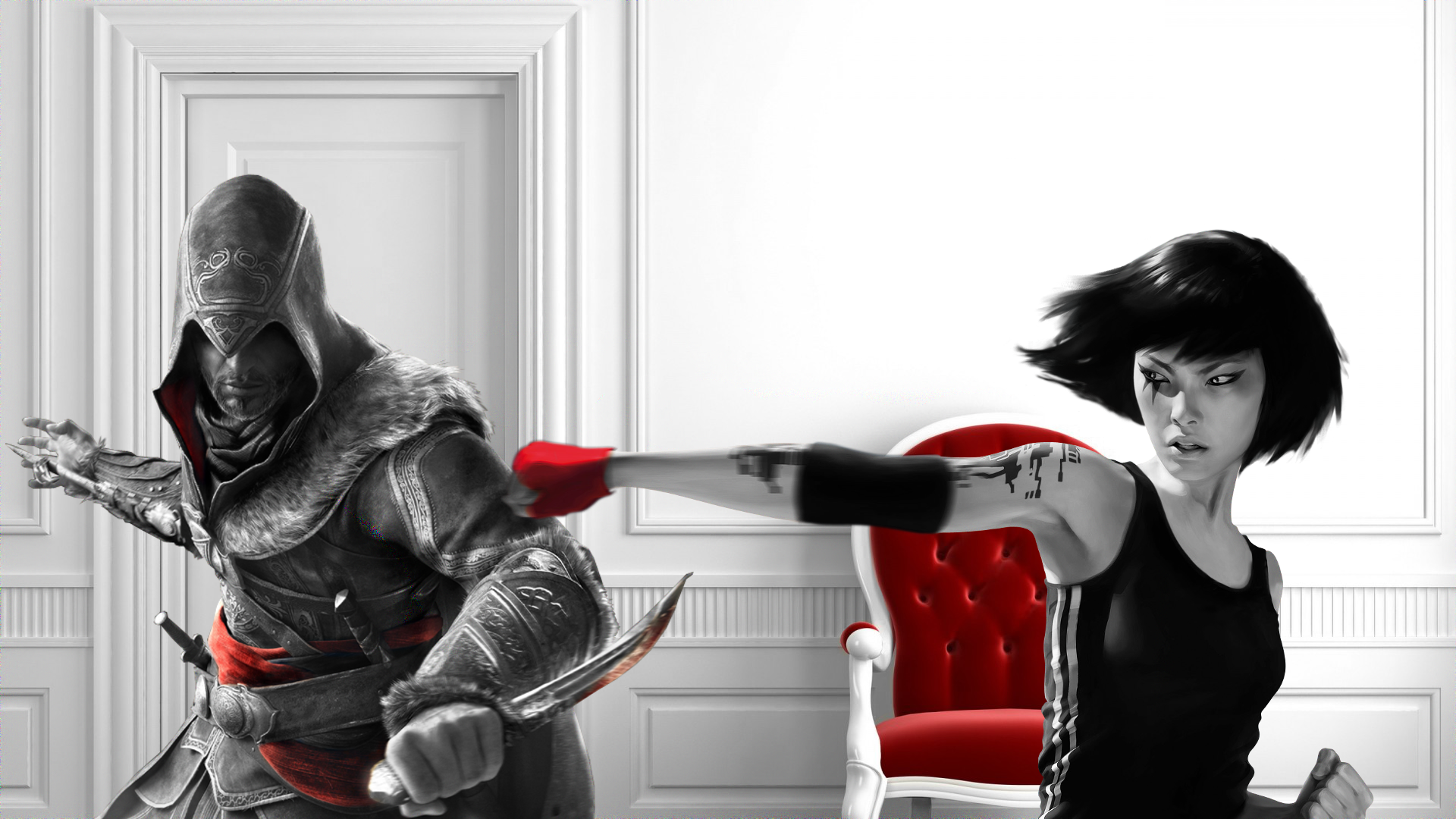 Faith Connors fighting an Assassin HD Wallpaper