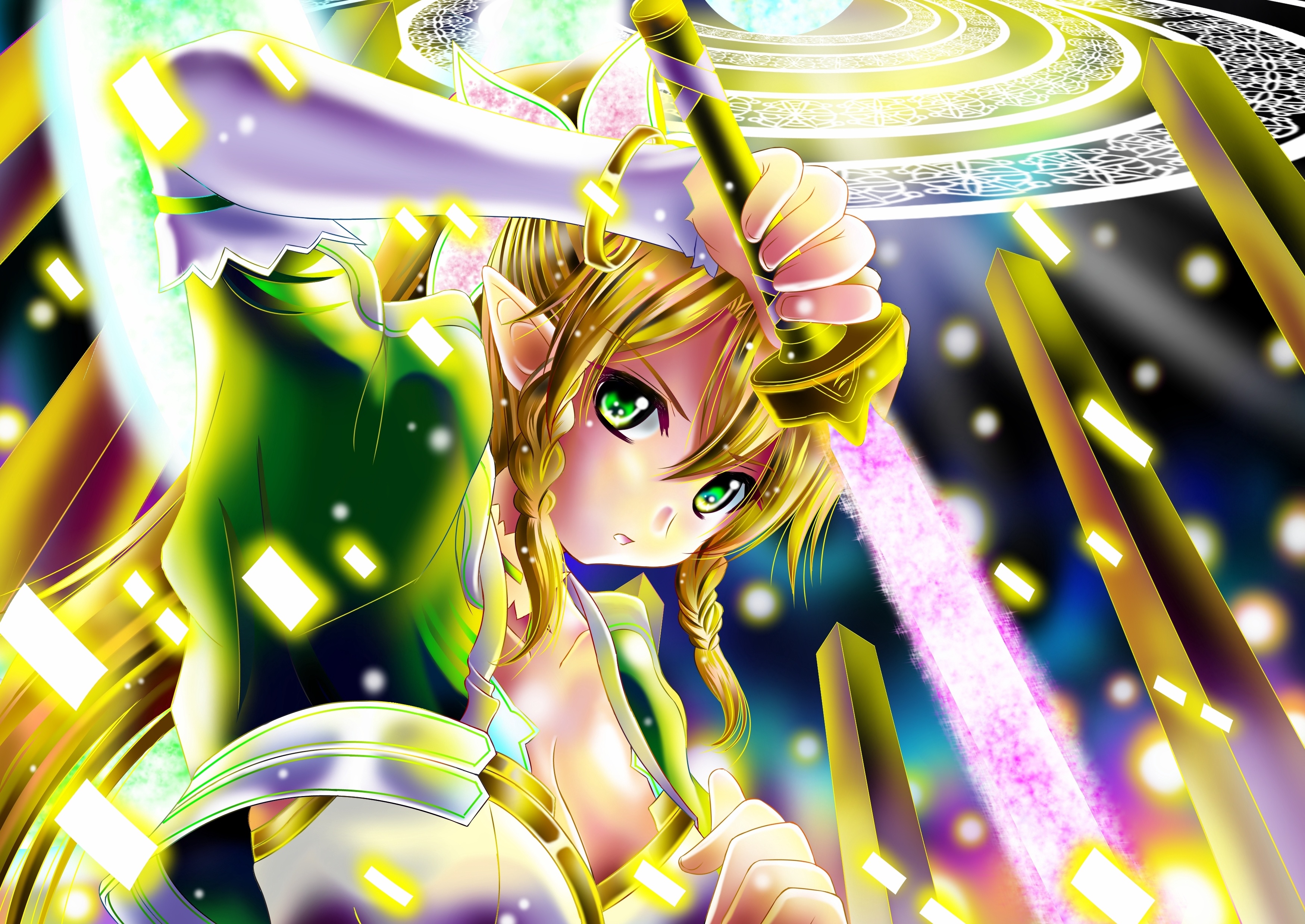Leafa from Sword Art Online holding a sword HD Wallpaper