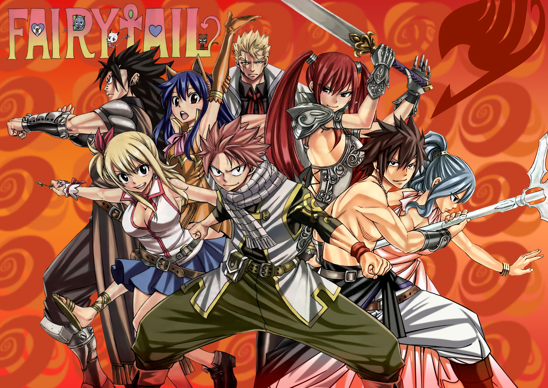 Fairy Tail characters group portrait HD Wallpaper