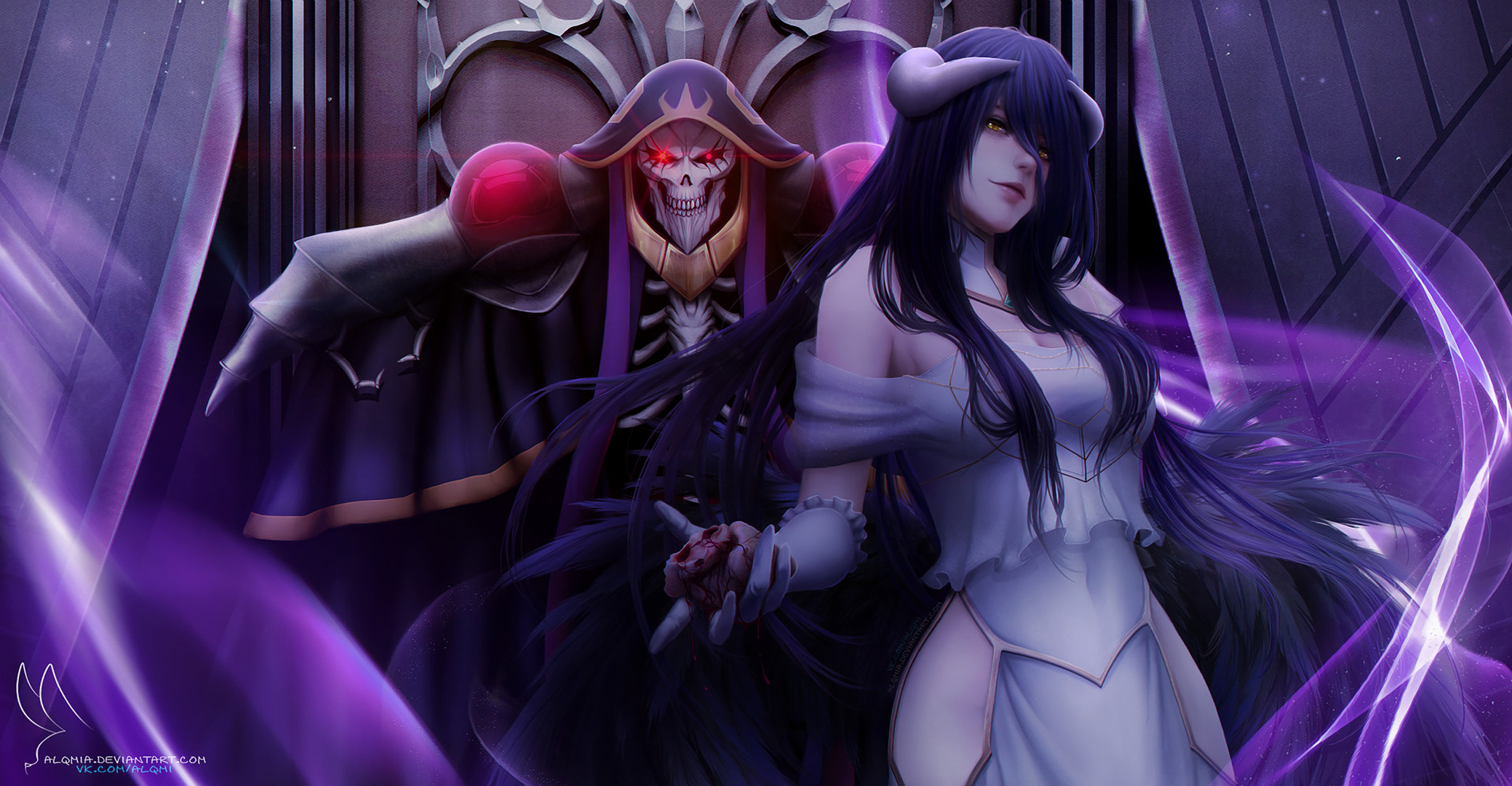 Albedo and Ainz Ooal Gown from Overlord HD Wallpaper