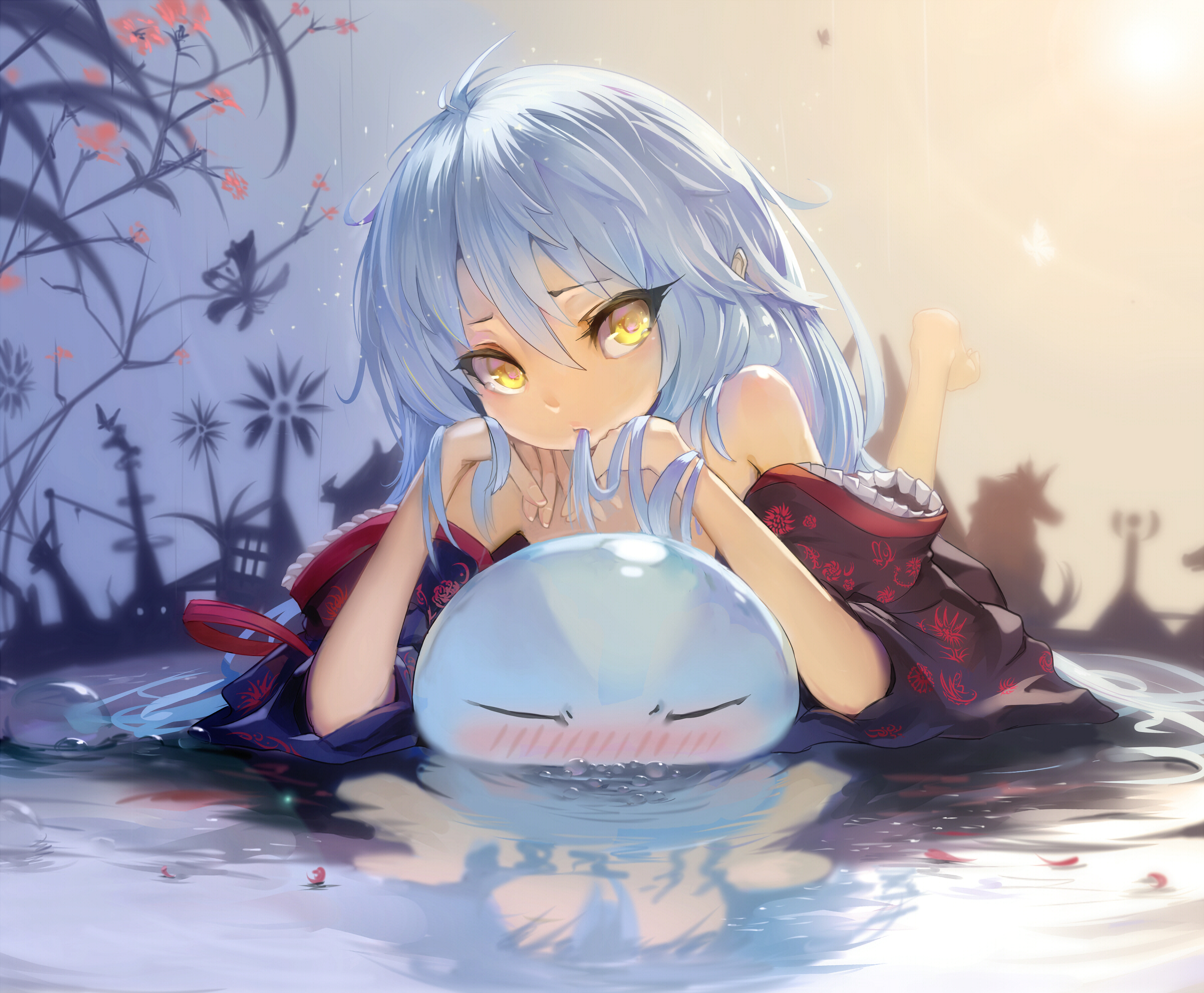 Rimuru Tempest Relaxing on Water Surface HD Wallpaper