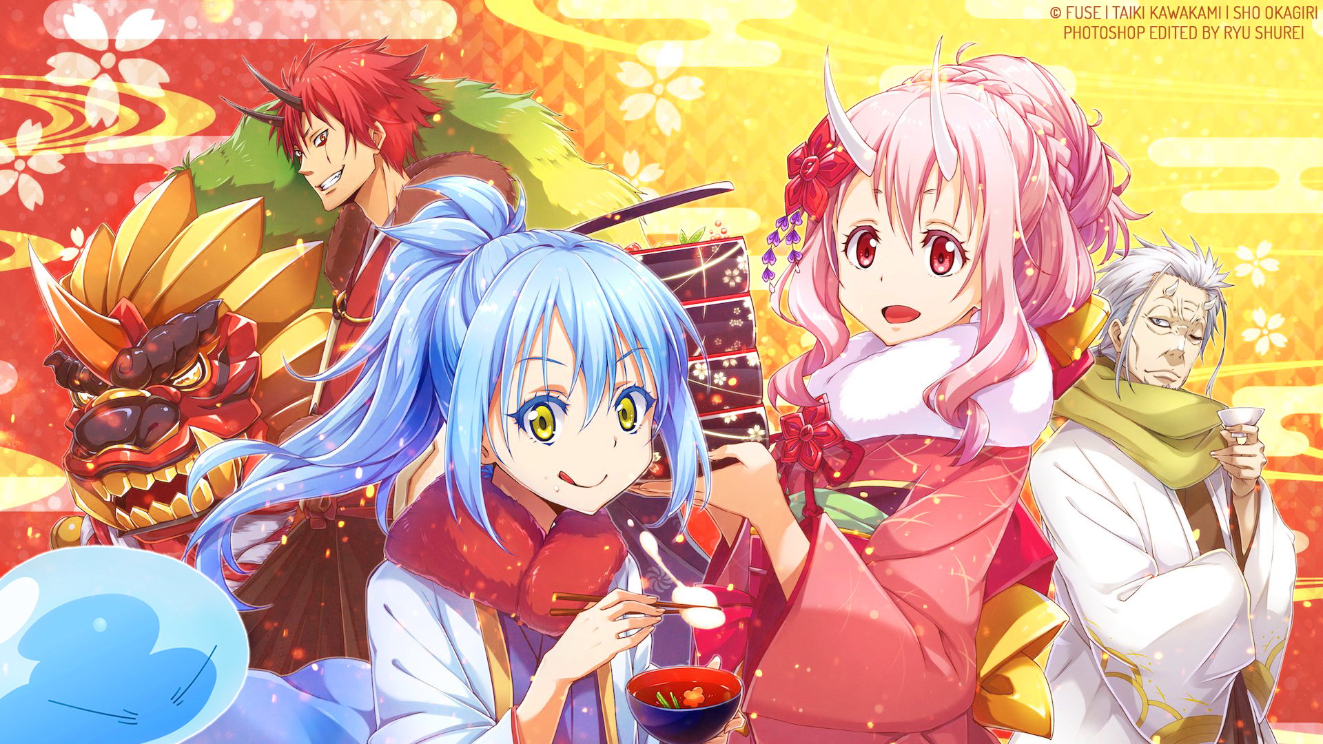 Rimuru Tempest Enjoying Festive Feast HD Wallpaper