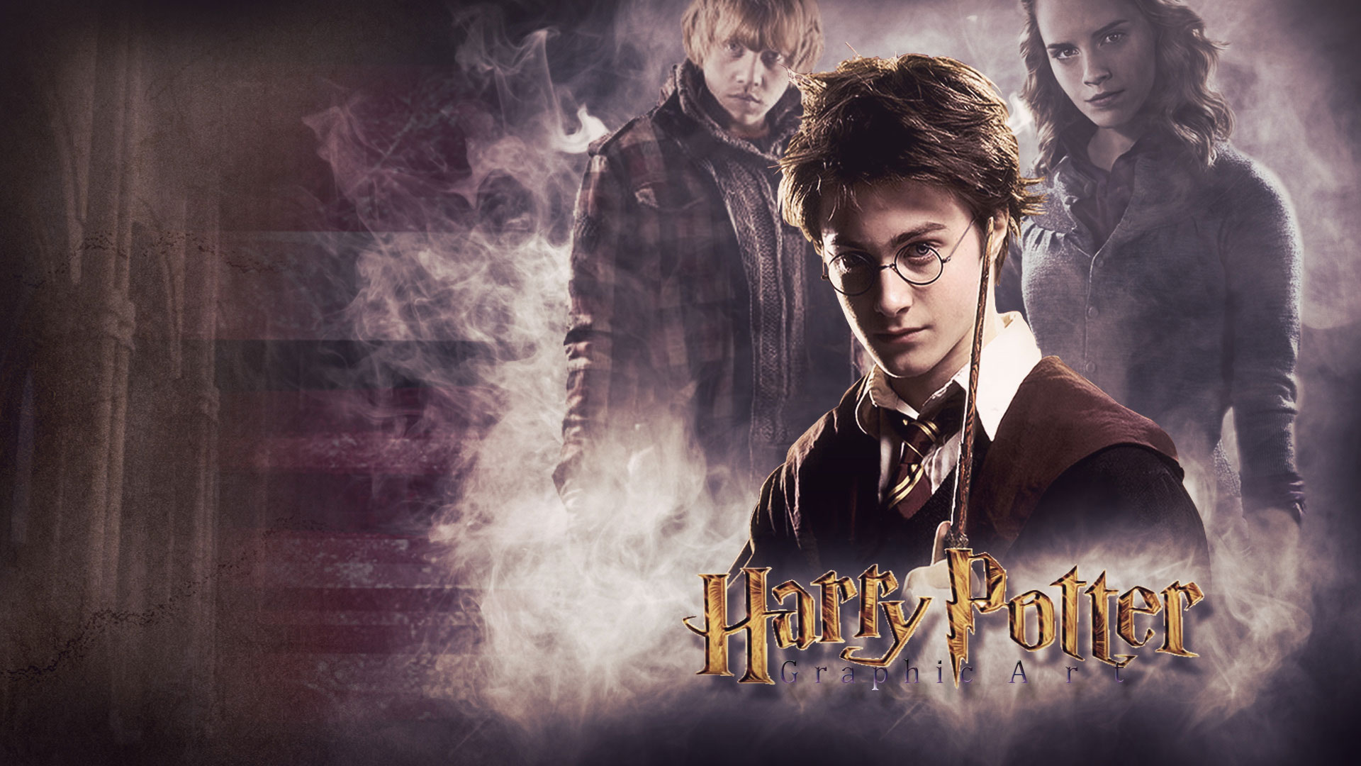 Harry Potter, Ron Weasley, and Hermione Granger HD Wallpaper