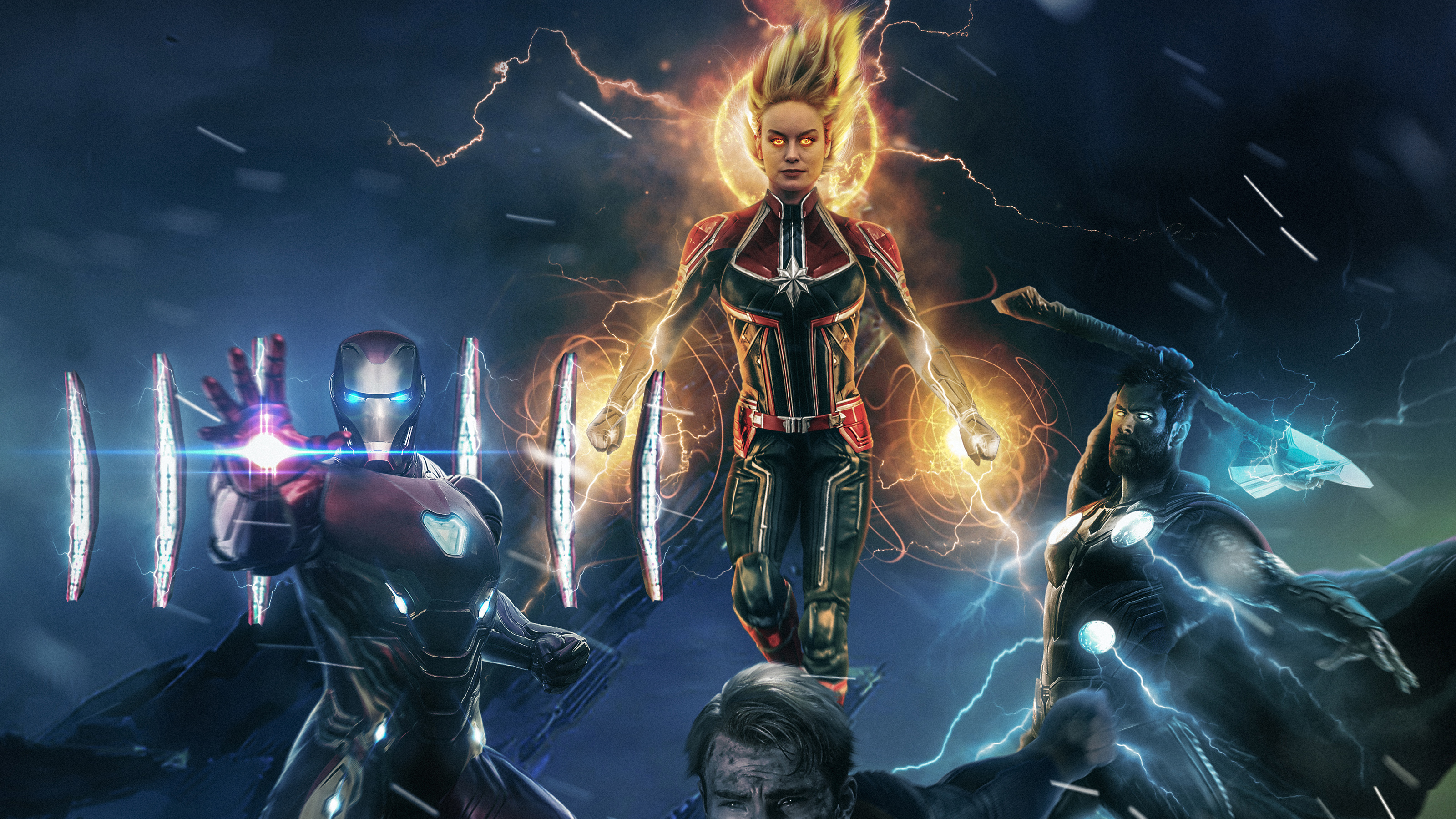 Captain Marvel, Iron Man, and Thor from Avengers HD Wallpaper
