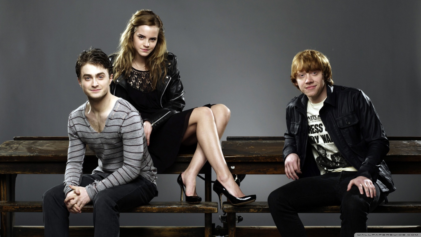 Daniel Radcliffe, Emma Watson, and Rupert Grint from Harry Potter HD Wallpaper