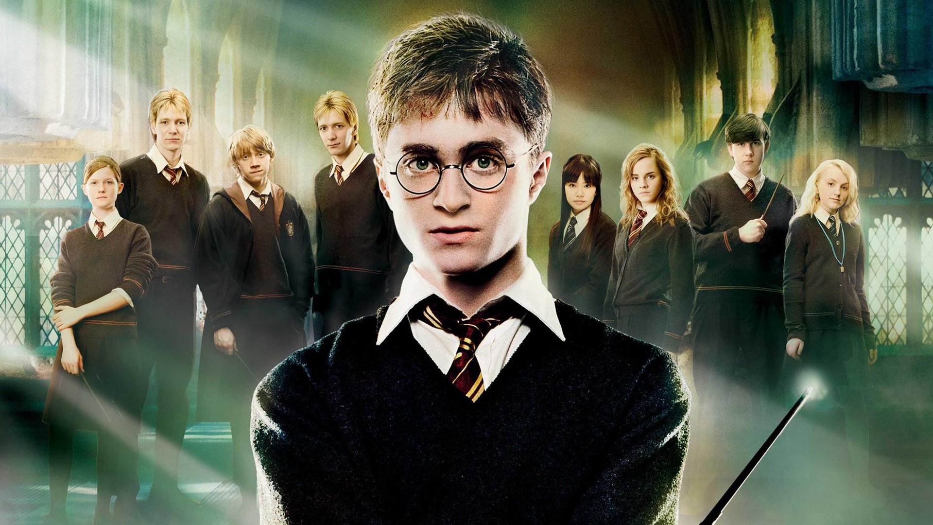 Harry Potter and friends in Hogwarts HD Wallpaper
