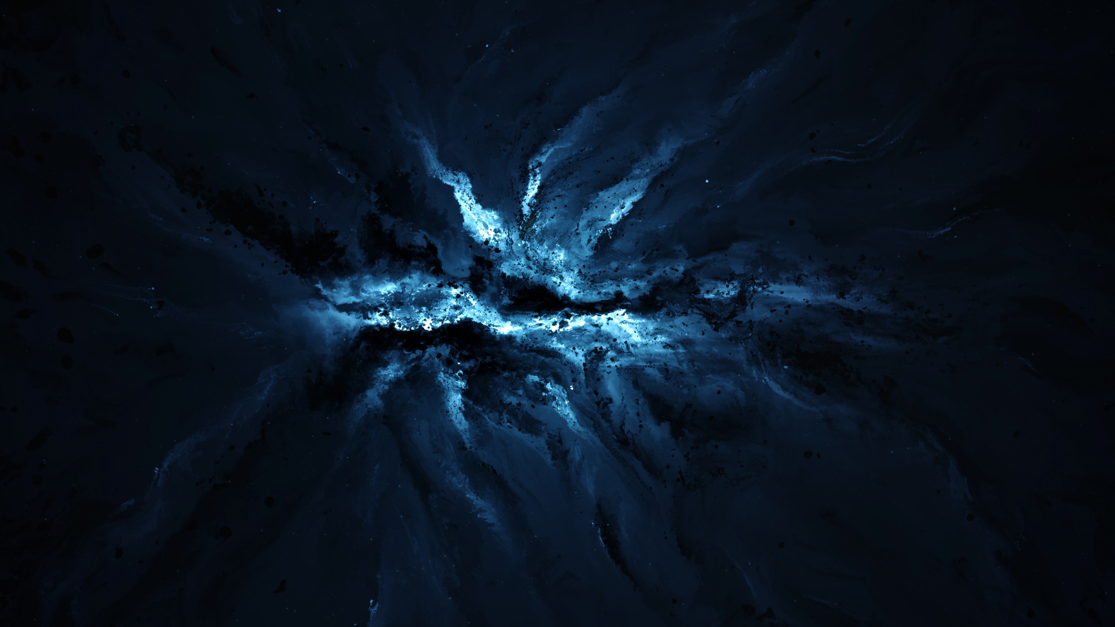 Abstract blue and black nebula HD Wallpaper