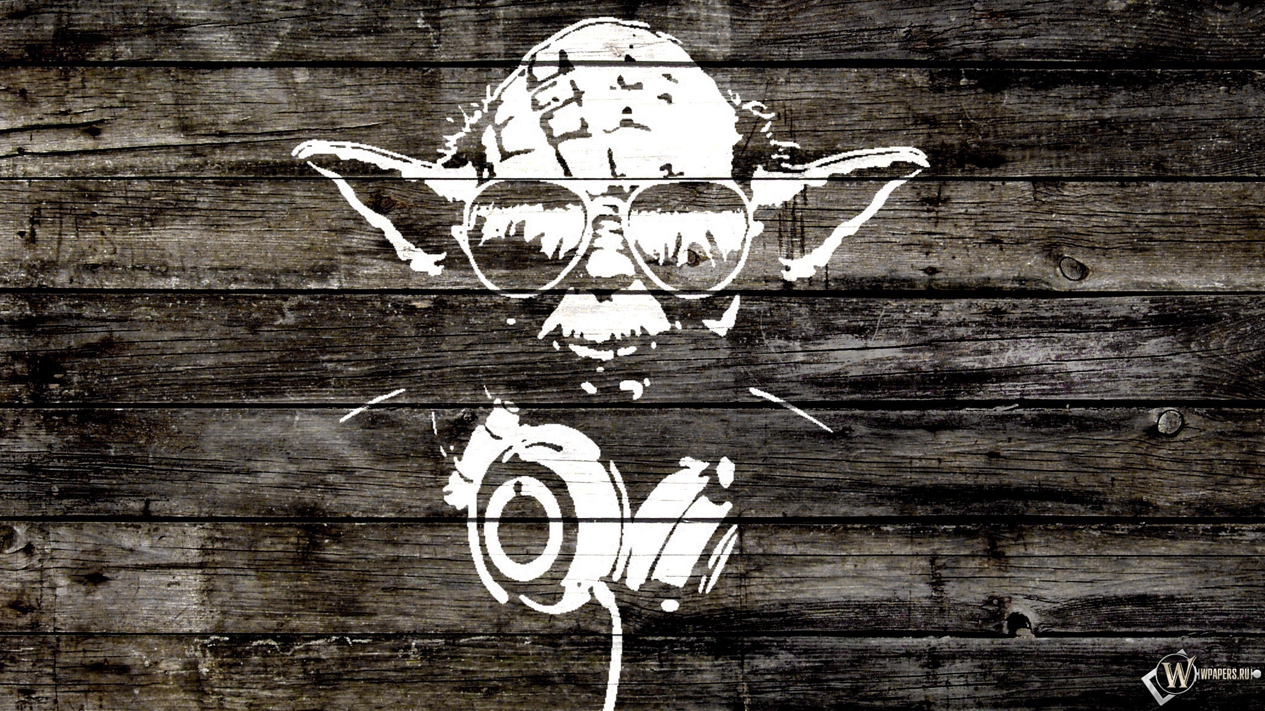 Yoda with headphones and sunglasses stencil HD Wallpaper
