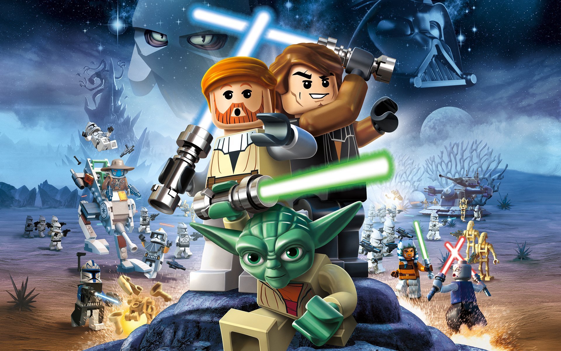 Lego Star Wars: The Clone Wars characters and battle scene HD Wallpaper
