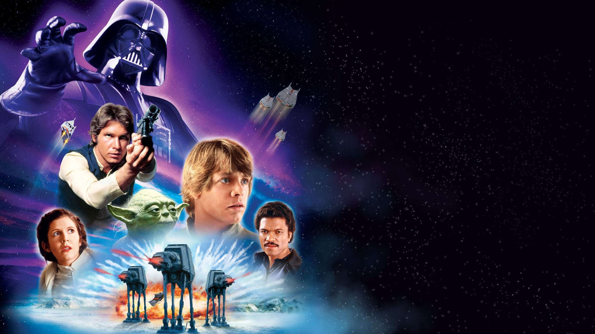 Star Wars characters with Darth Vader and AT-ATs HD Wallpaper