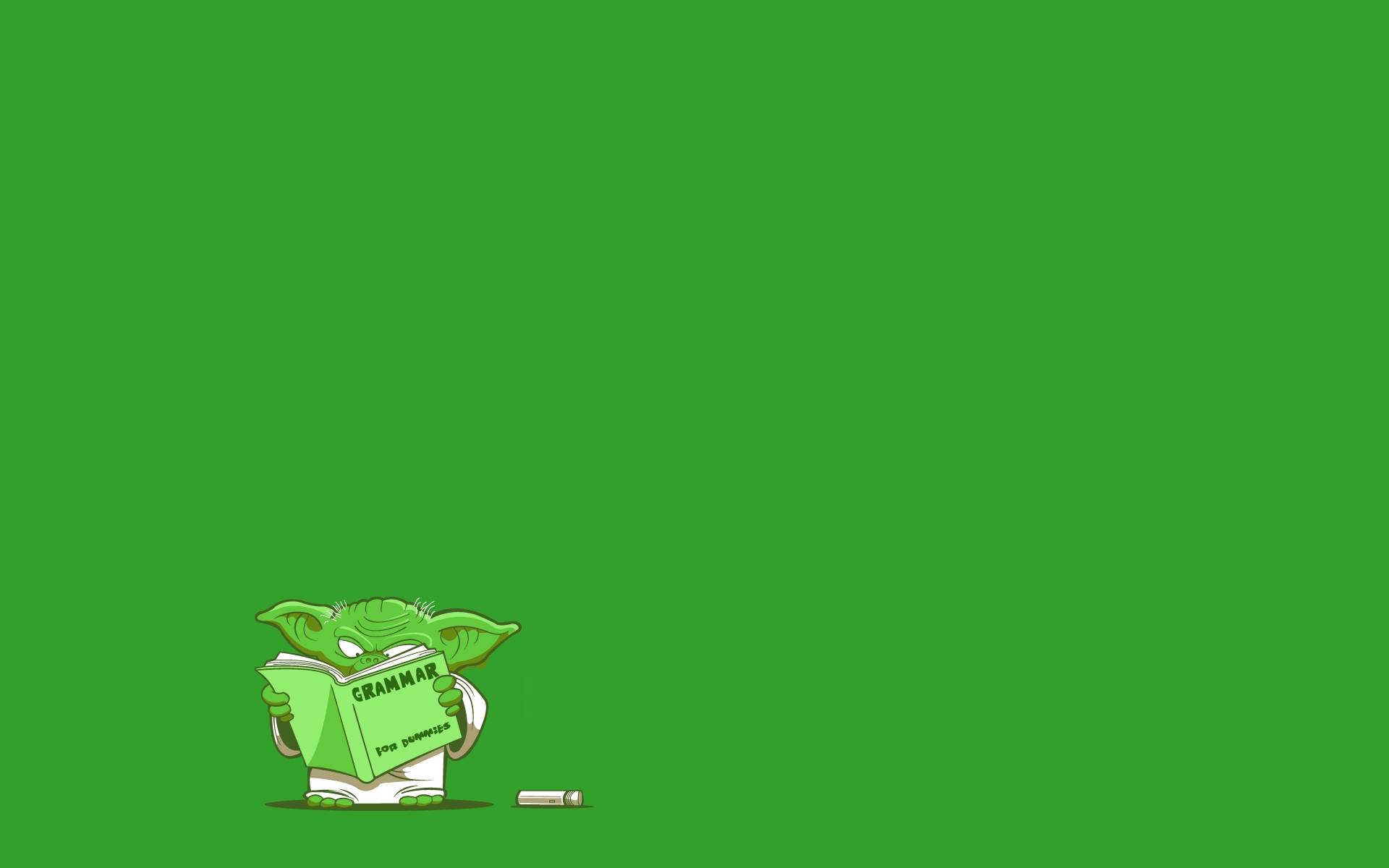 Yoda reading "Grammar for Dummies" HD Wallpaper