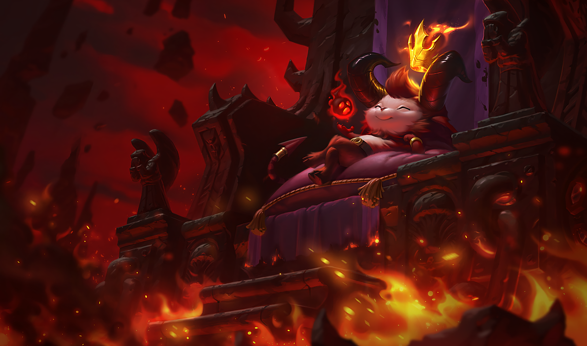 Satan Teemo from League of Legends on a throne HD Wallpaper