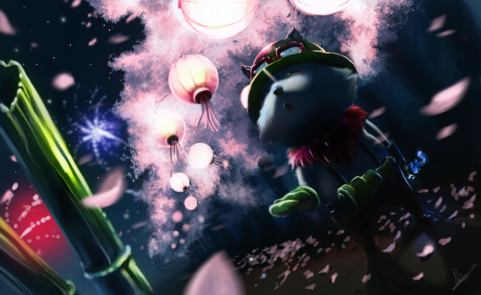 Teemo from League of Legends with lanterns HD Wallpaper