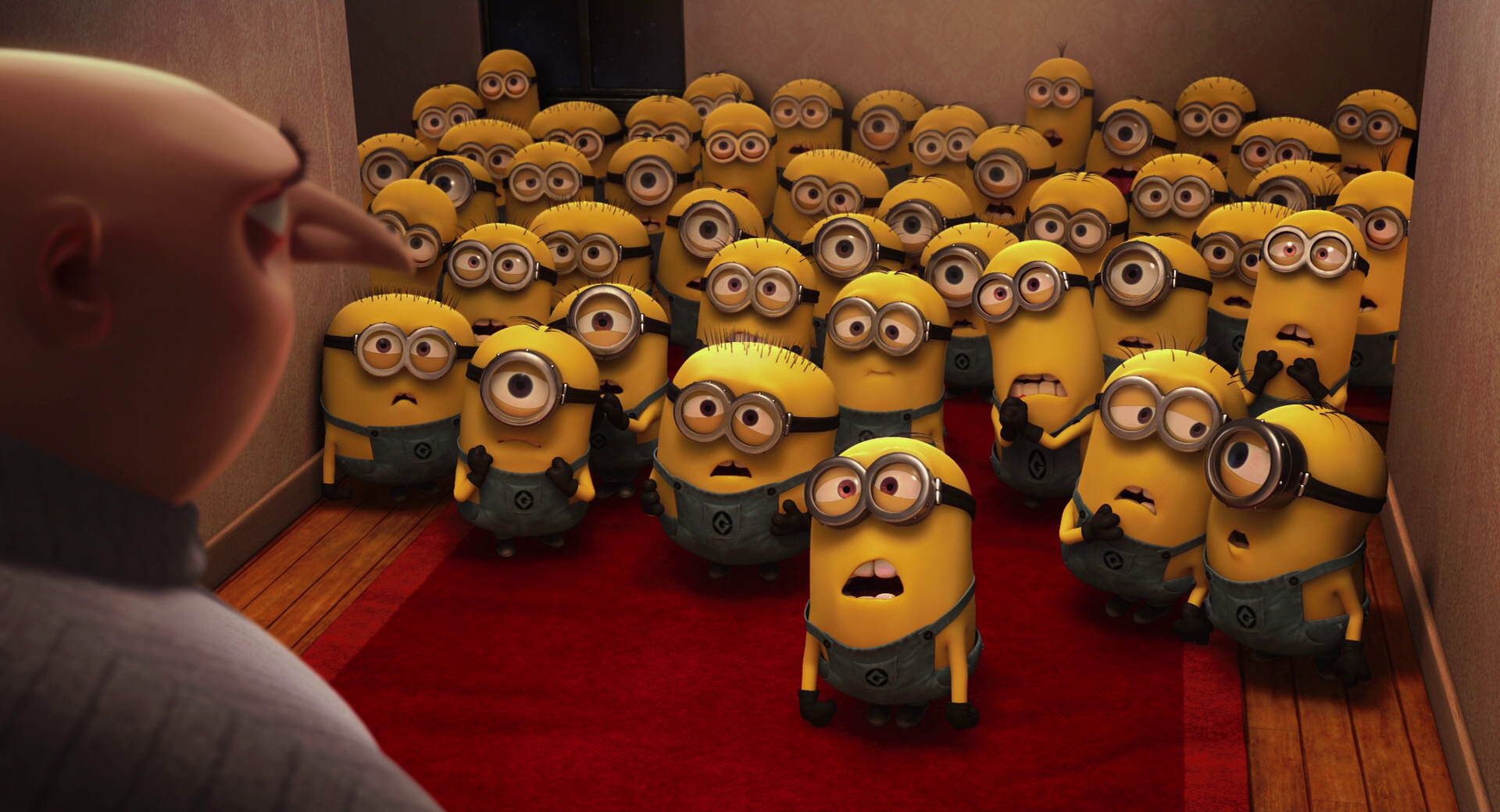 Gru and many minions in a room HD Wallpaper