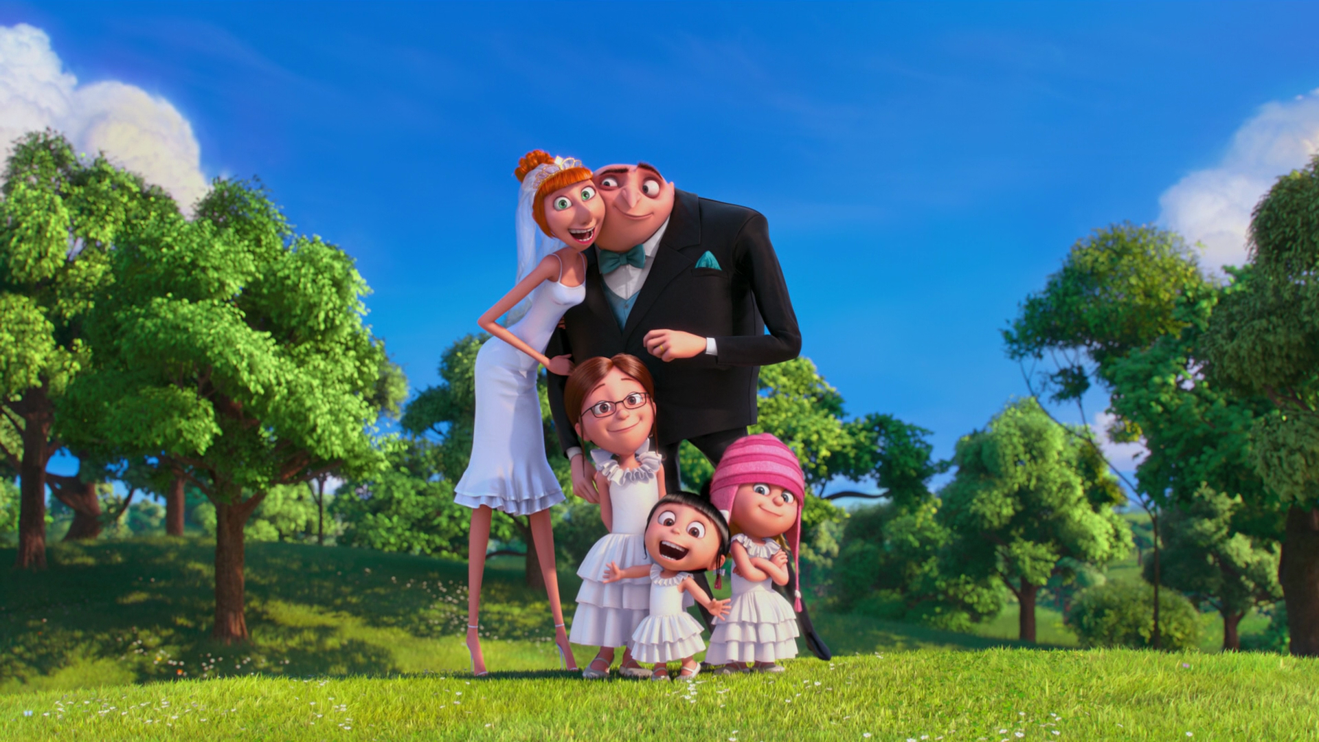 Gru and his family at a wedding HD Wallpaper