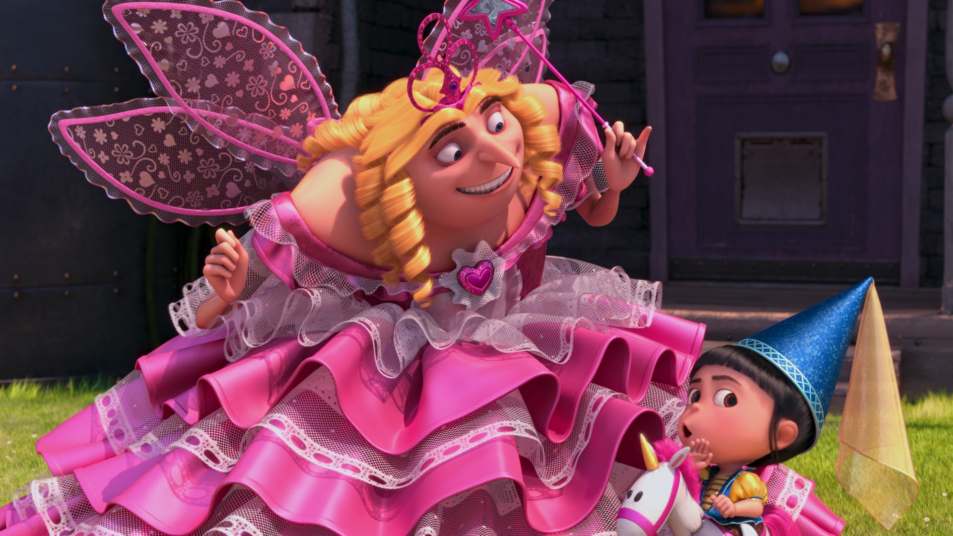 Gru from Despicable Me as a fairy with Agnes HD Wallpaper
