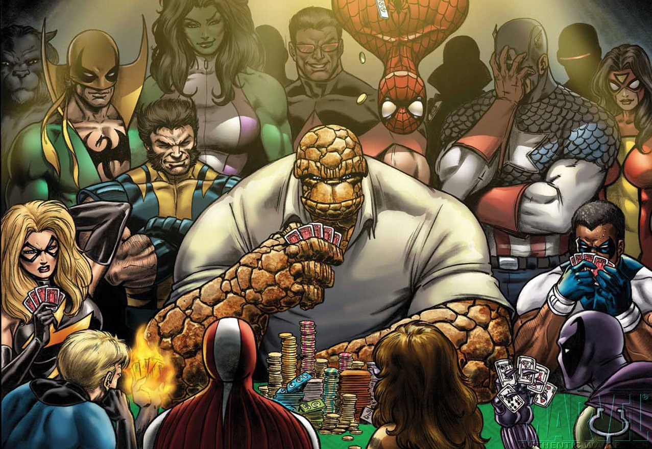 Marvel Characters Playing Poker HD Wallpaper