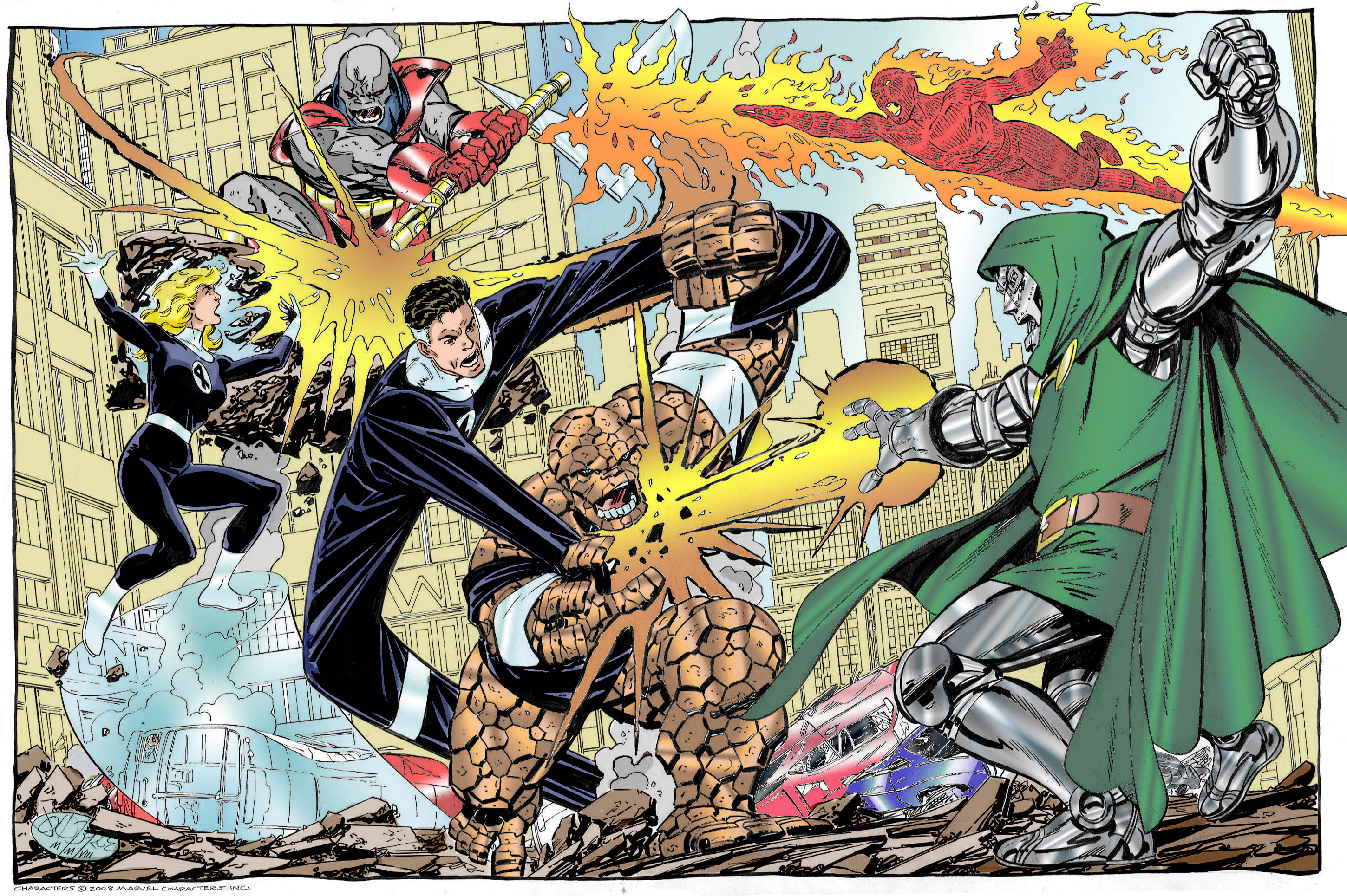 Fantastic Four vs. Doctor Doom and Super-Skrull HD Wallpaper