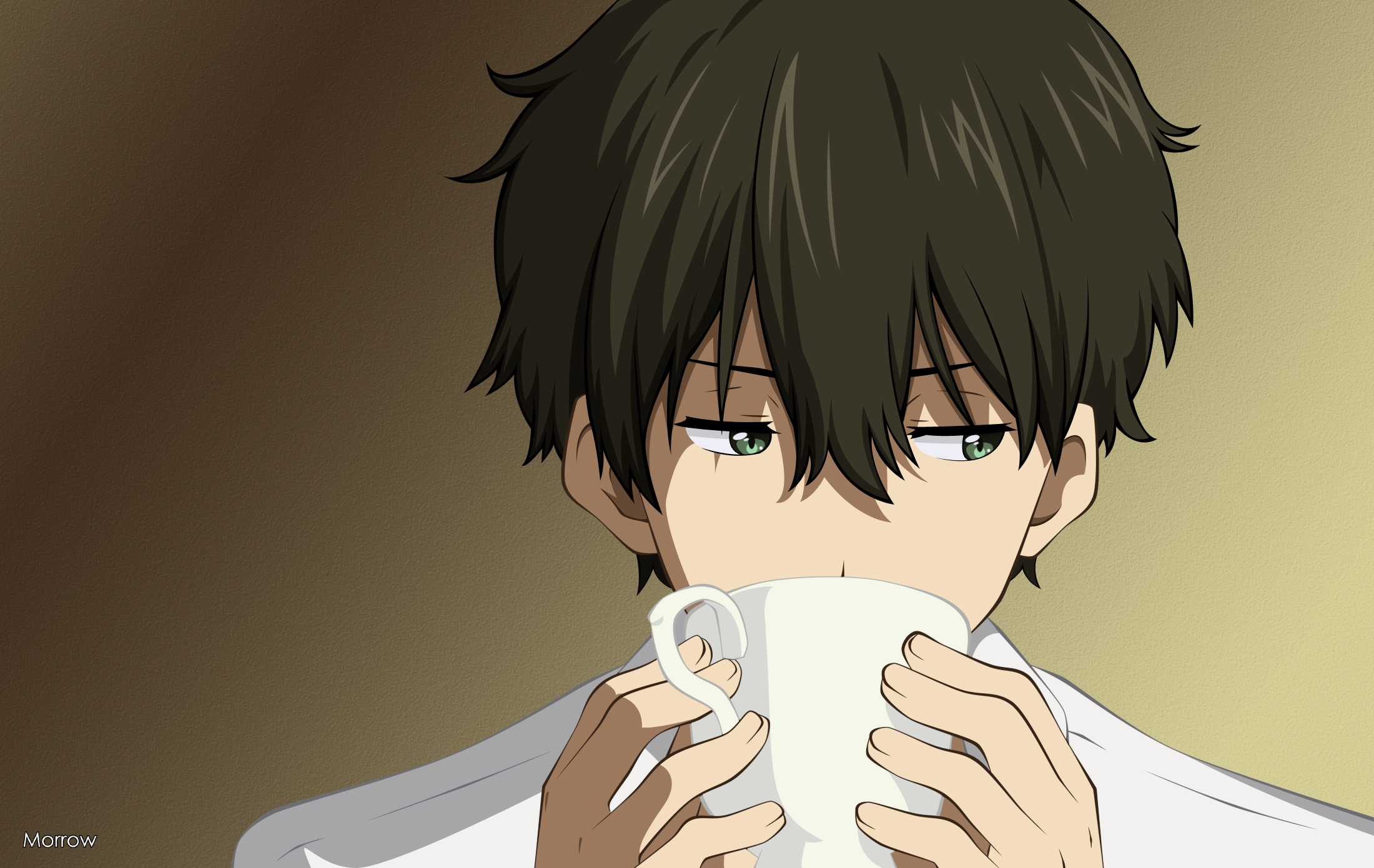 Hōtarō Oreki drinking from a mug HD Wallpaper