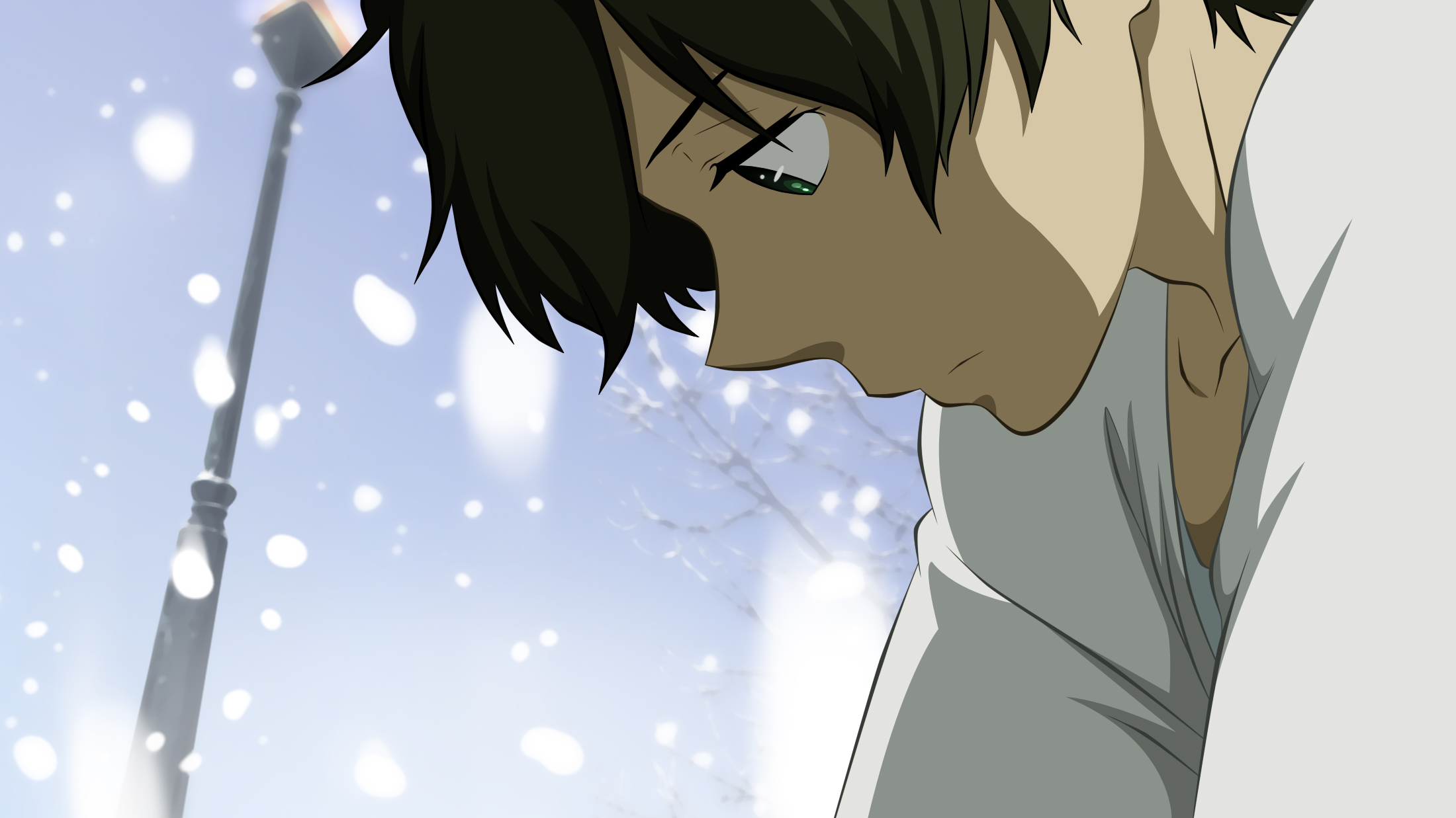 Hōtarō Oreki in the snow HD Wallpaper
