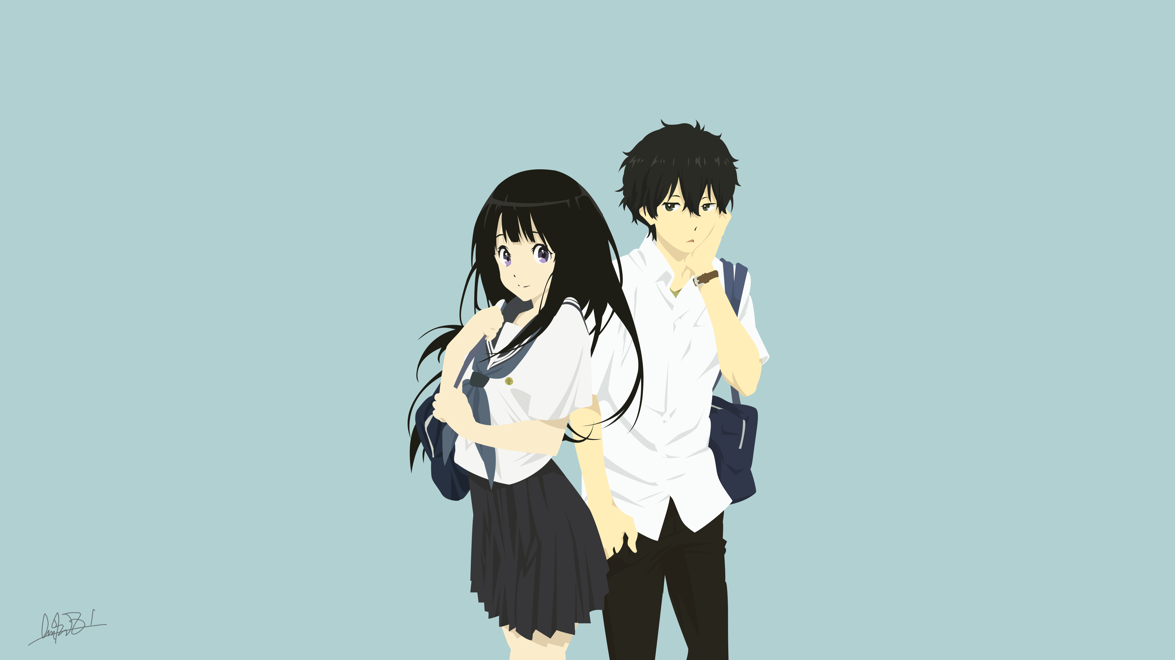 Hōtarō Oreki and Eru Chitanda HD Wallpaper