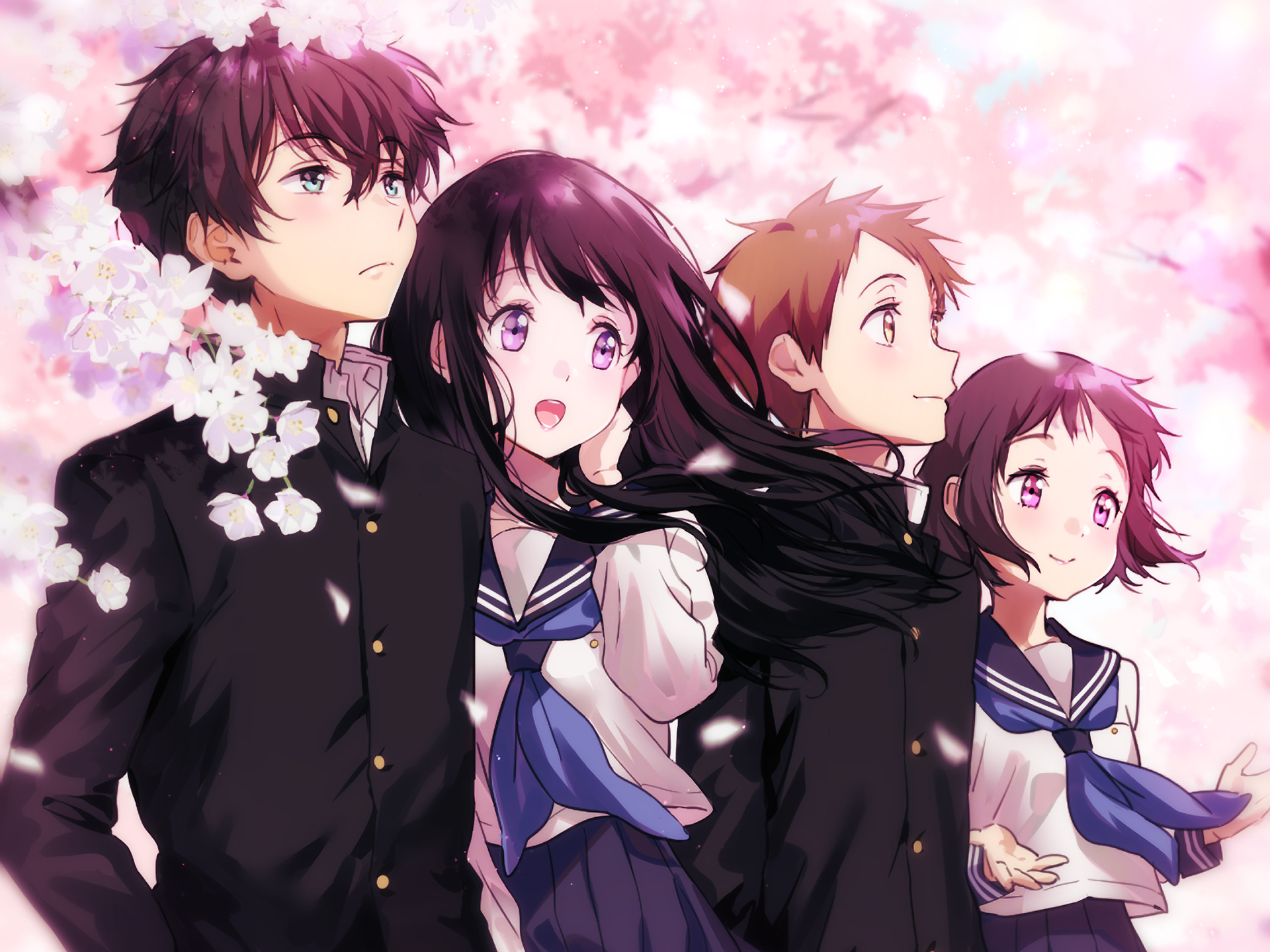 Hyouka: Oreki, Chitanda, Fukube, and Ibara HD Wallpaper