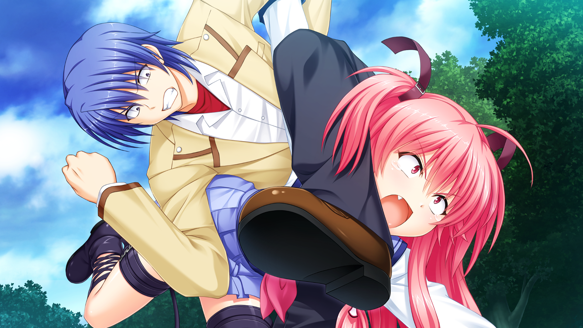 Yui from Angel Beats! in a fight HD Wallpaper
