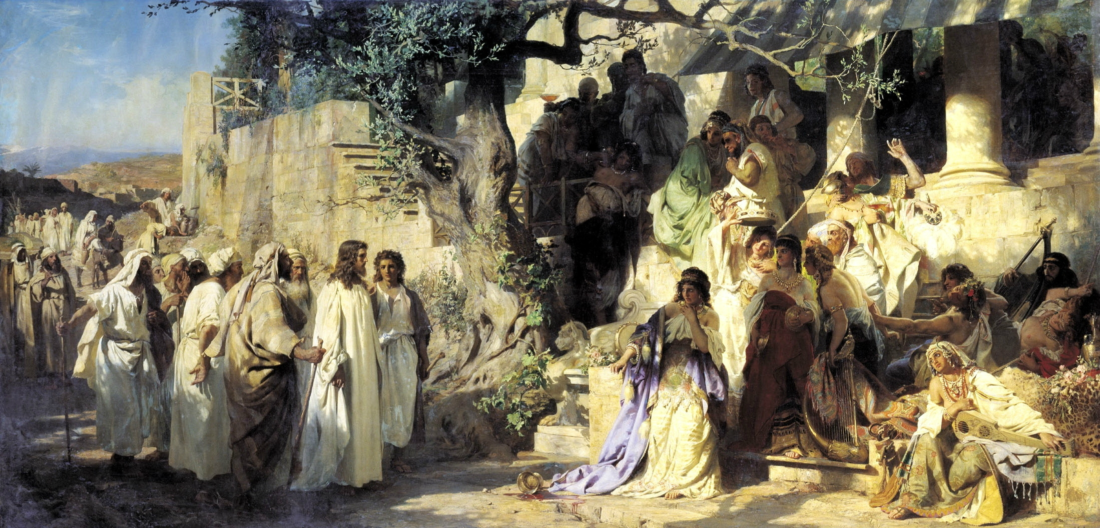 Jesus and a crowd of people HD Wallpaper