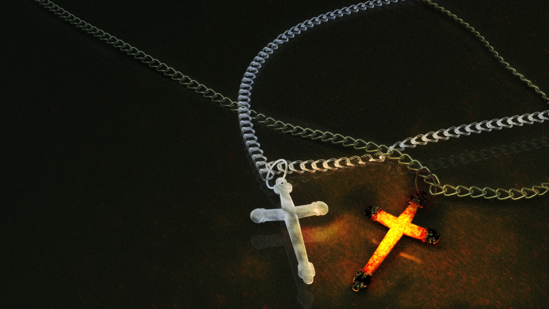 Two necklaces with crosses HD Wallpaper