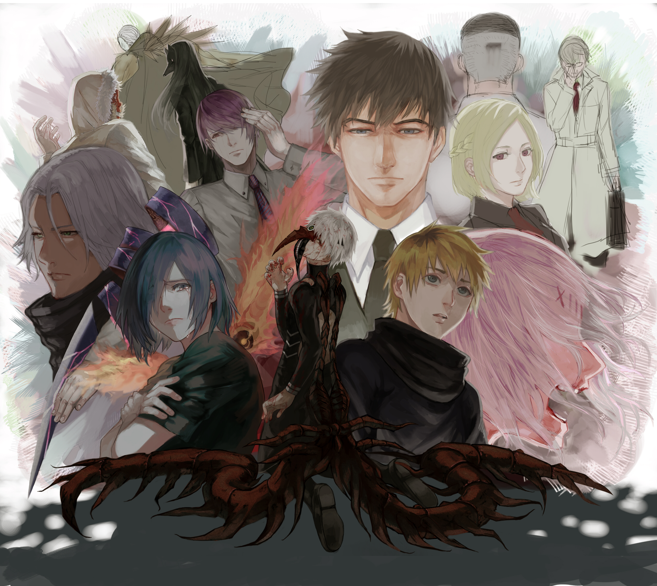 Tokyo Ghoul characters collage HD Wallpaper