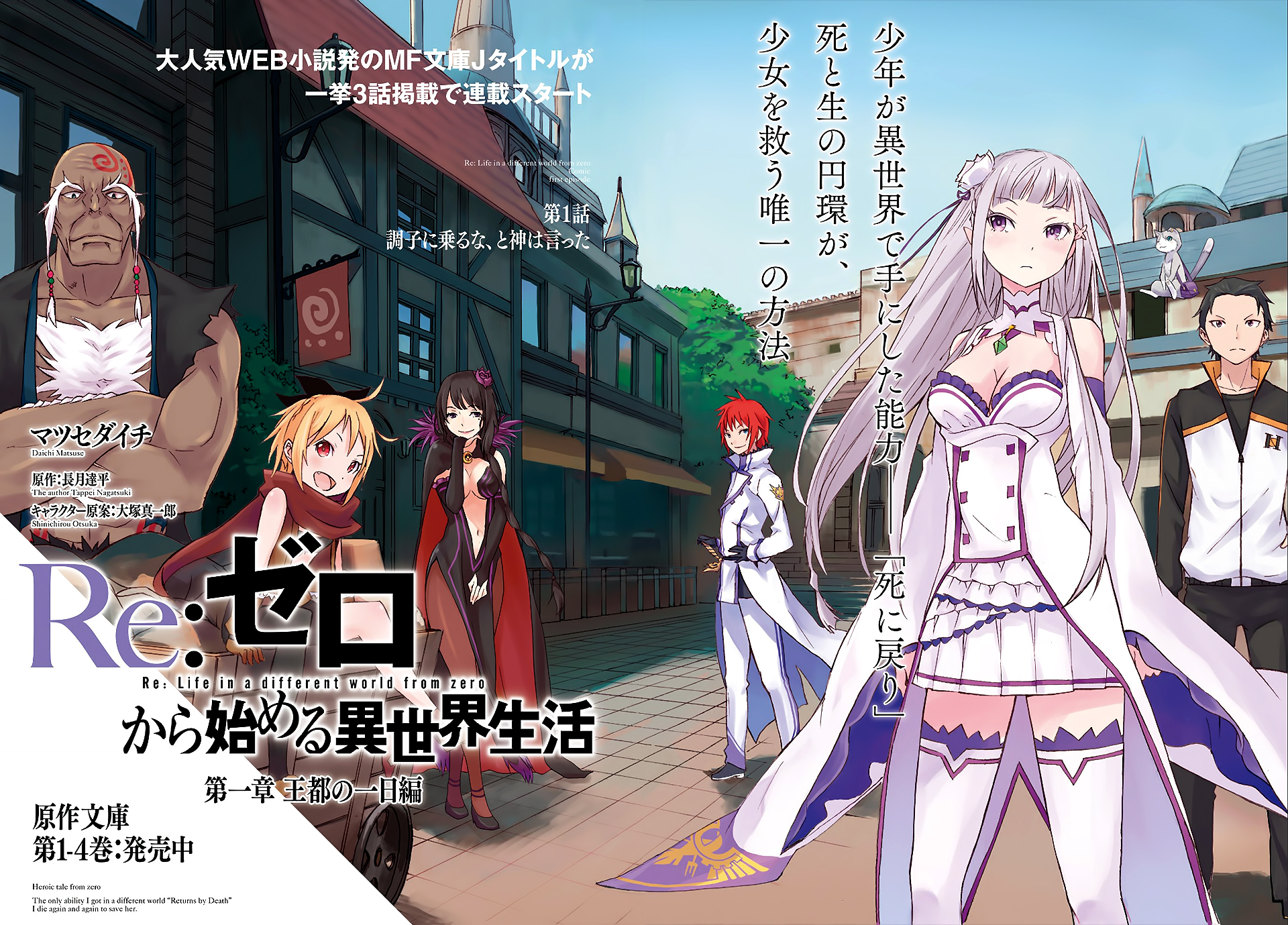 Re:ZERO Characters in a Town Square HD Wallpaper