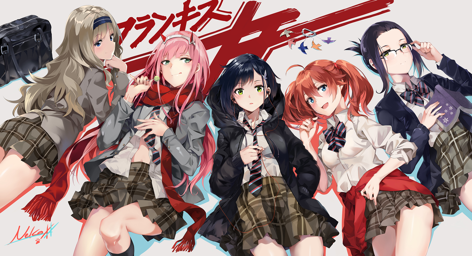 Zero Two and friends from Darling in the FranXX HD Wallpaper