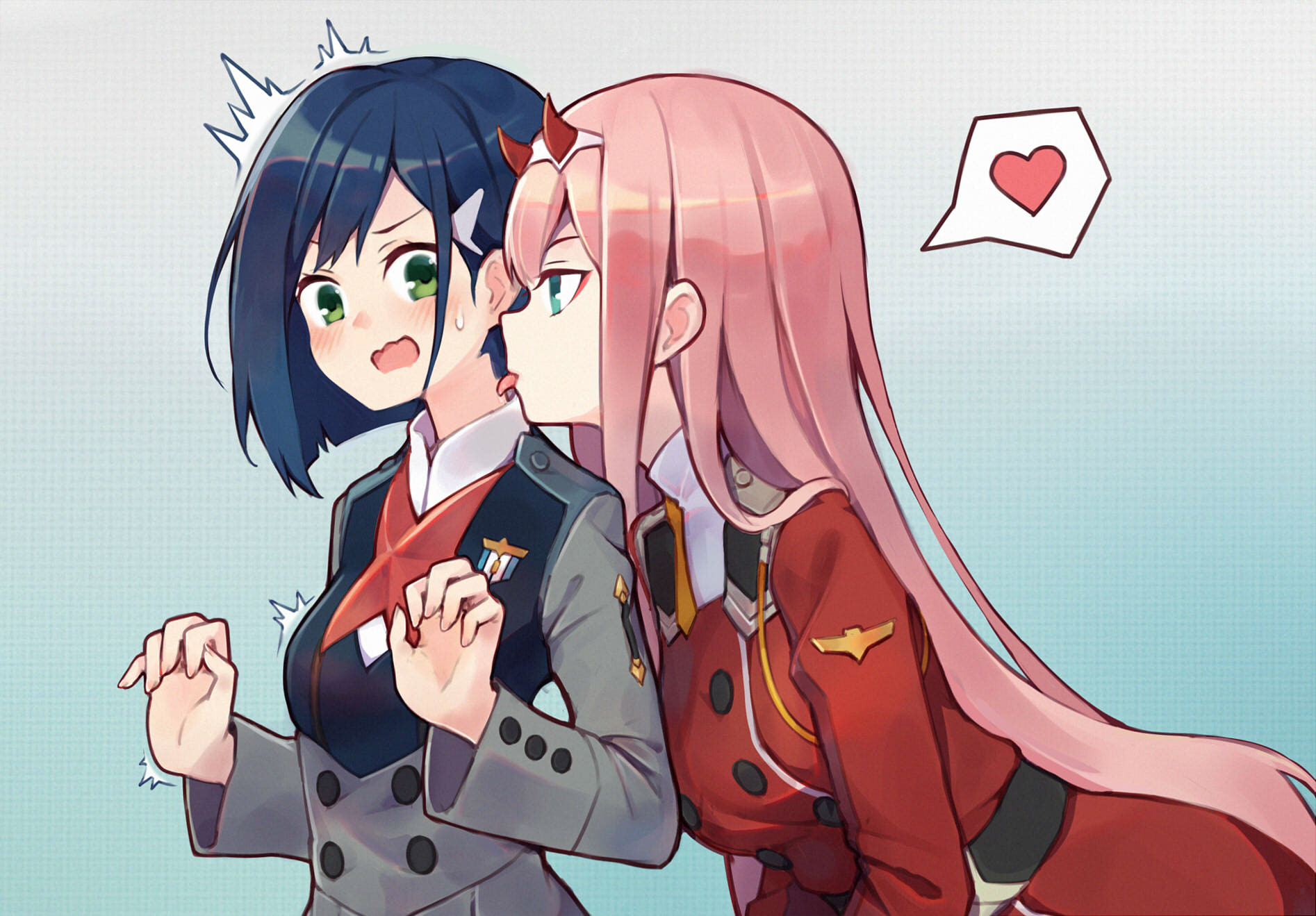 Zero Two and Ichigo from Darling in the FranXX HD Wallpaper