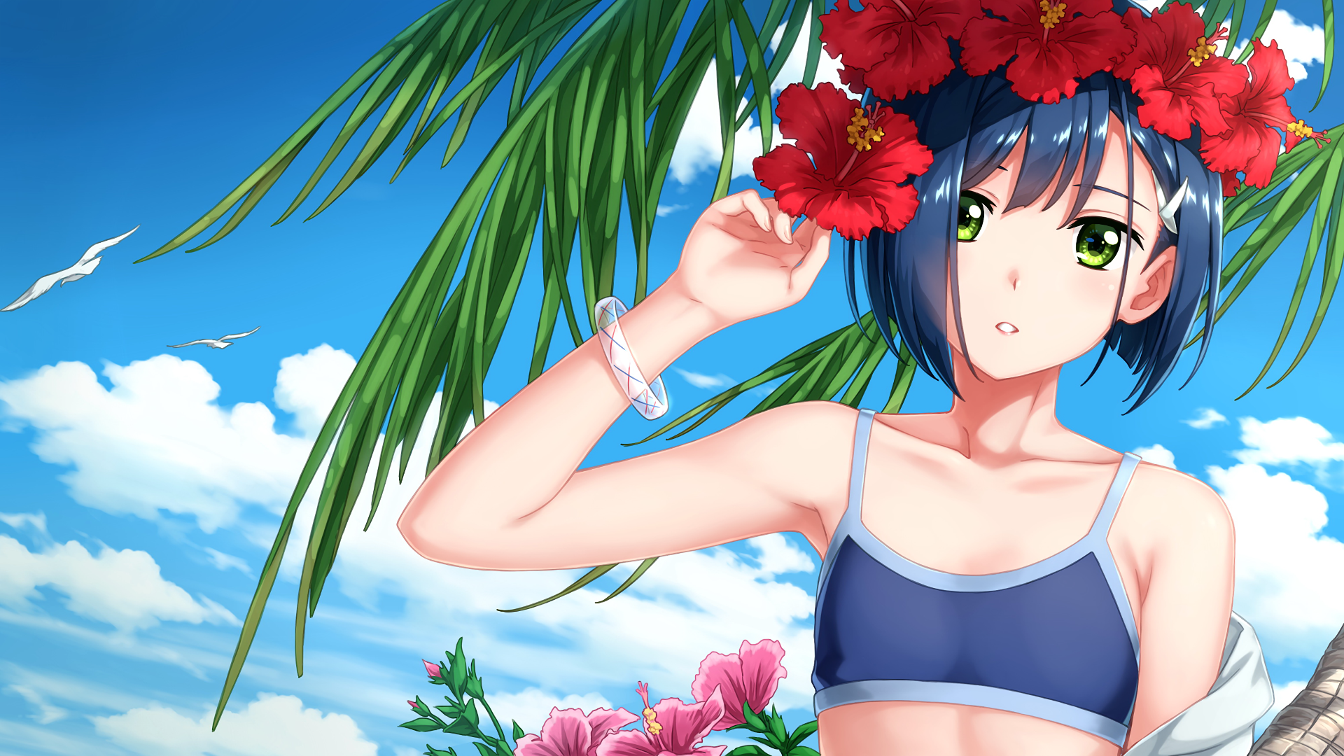 Ichigo from Darling in the FranXX on a beach HD Wallpaper