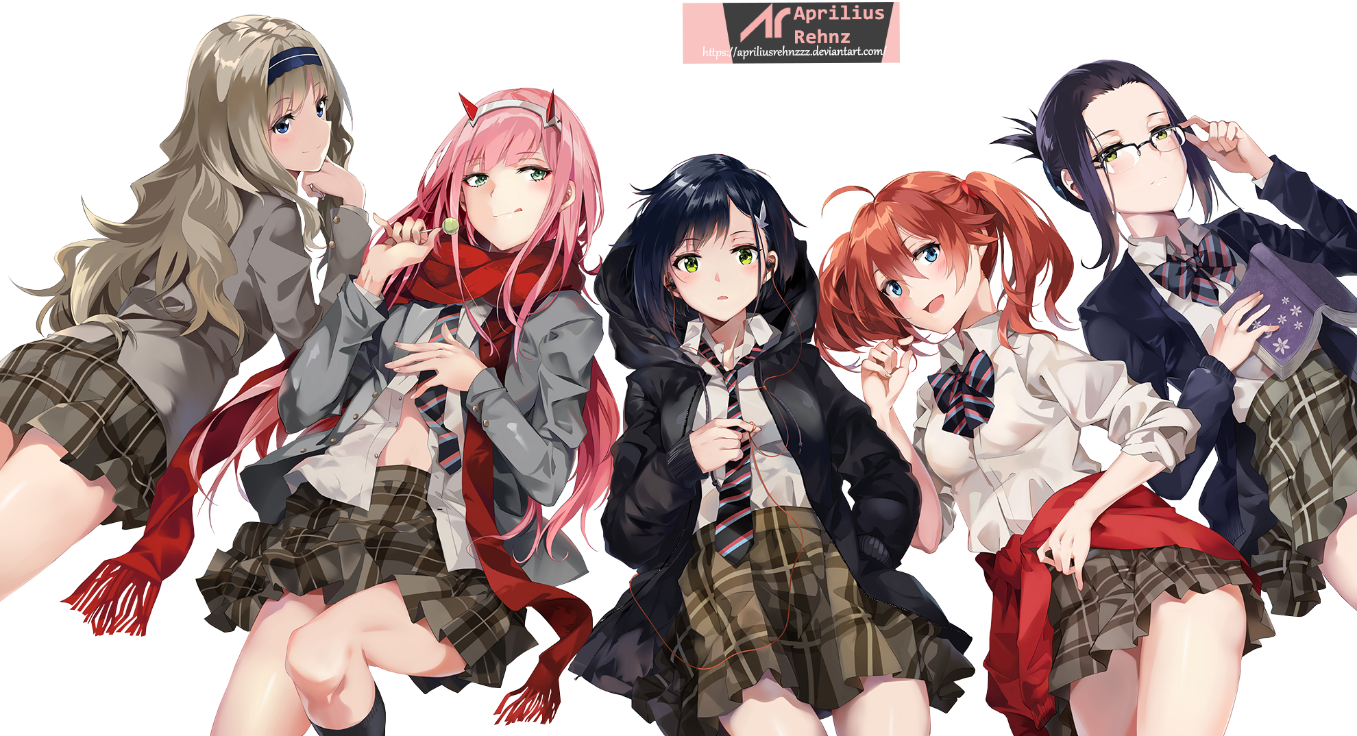 Group of girls from Darling in the FranXX HD Wallpaper