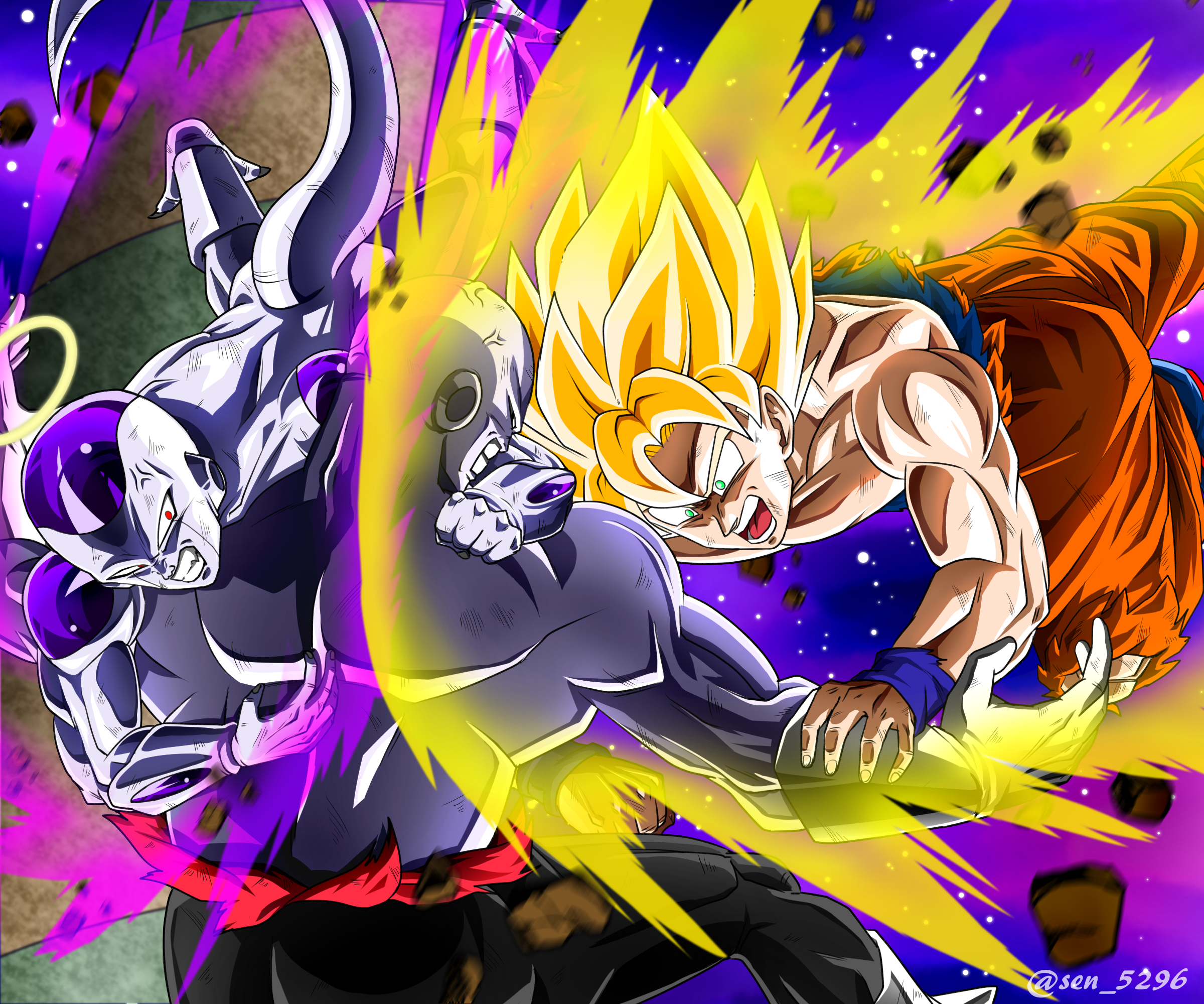 Goku vs Frieza and Jiren from Dragon Ball HD Wallpaper