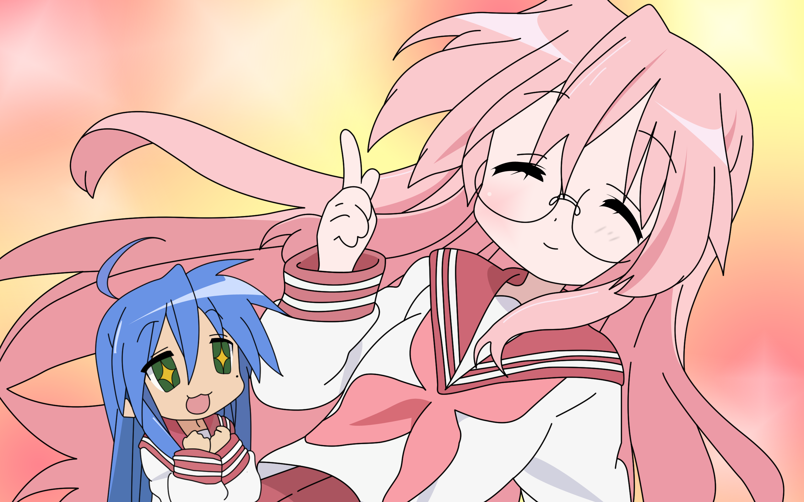 Konata Izumi and Kagami Hiiragi from Lucky Star HD Wallpaper
