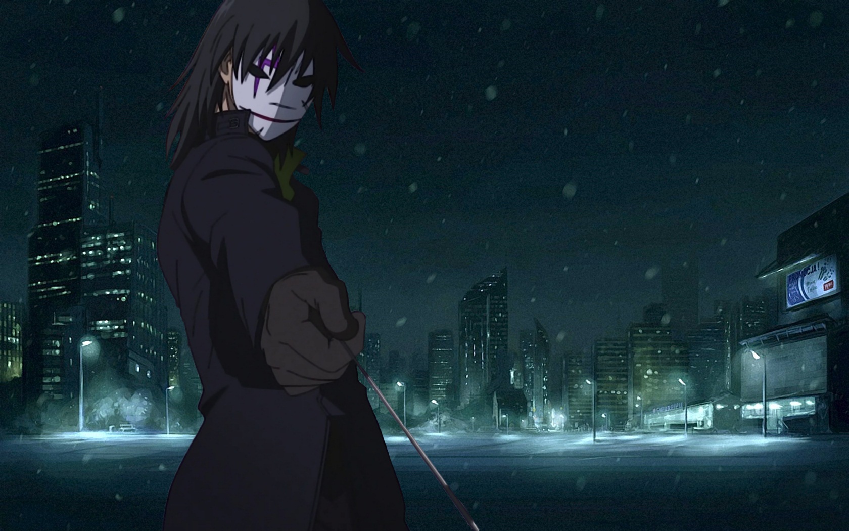Hei from Darker Than Black in a snowy city HD Wallpaper