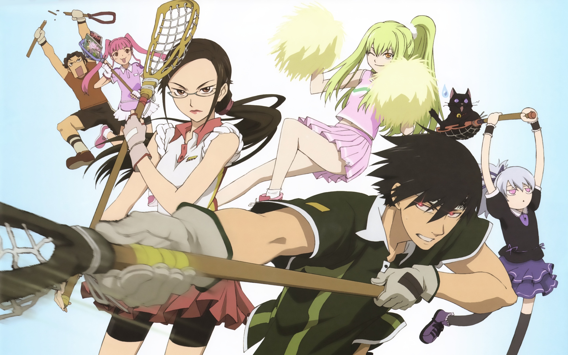 Characters from Darker Than Black with lacrosse sticks HD Wallpaper