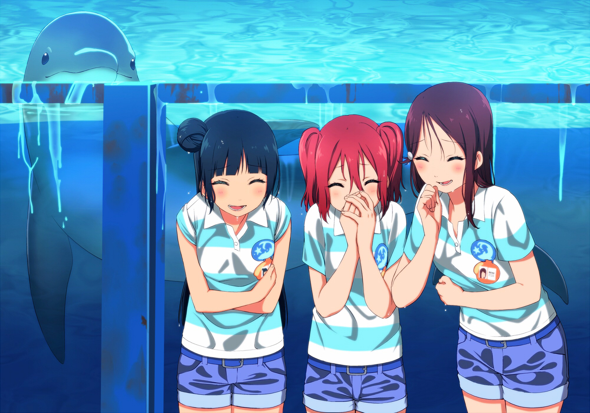 Yoshiko Tsushima and friends at the aquarium HD Wallpaper