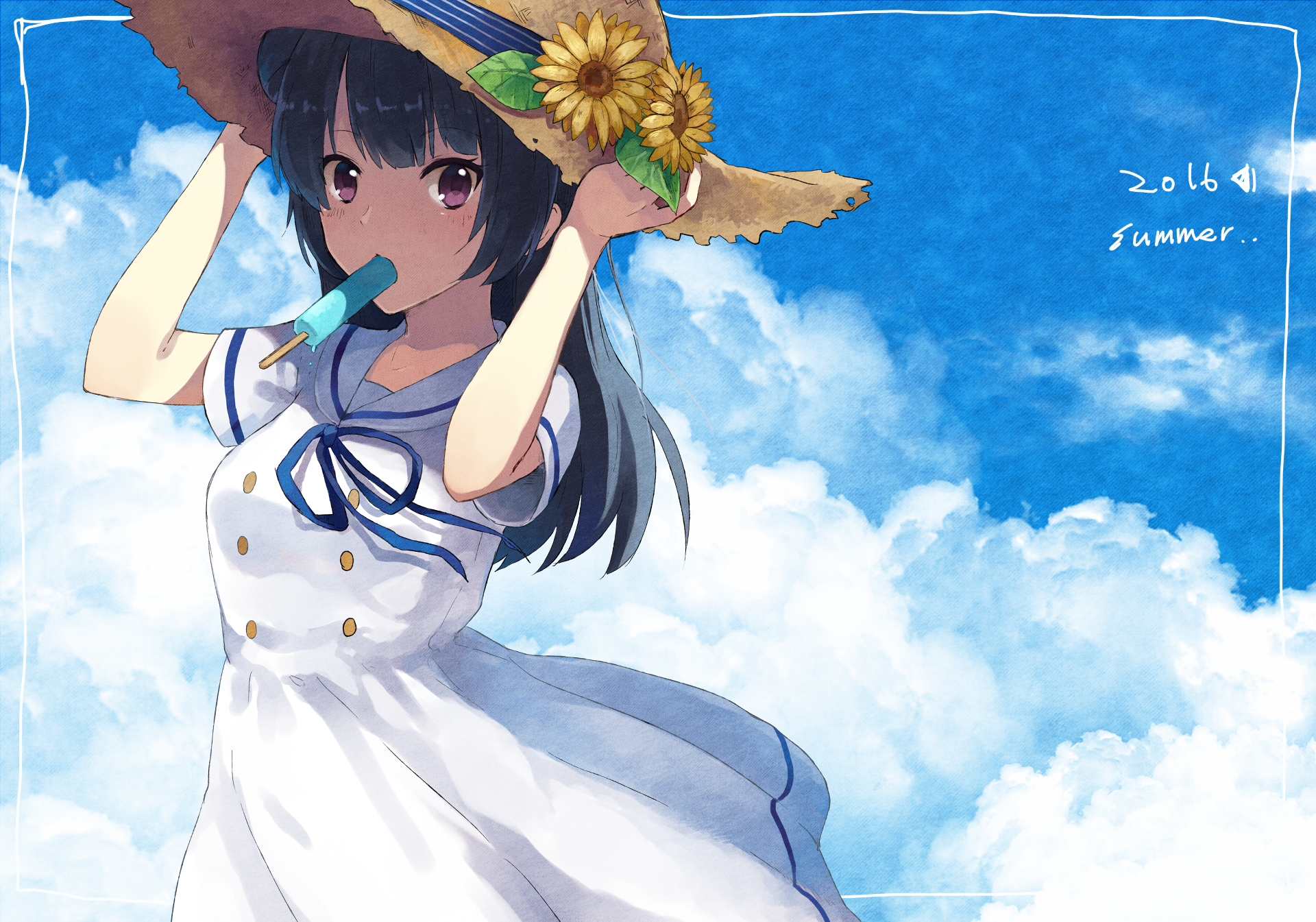 Yoshiko Tsushima from Love Live! Sunshine!! eating popsicle HD Wallpaper