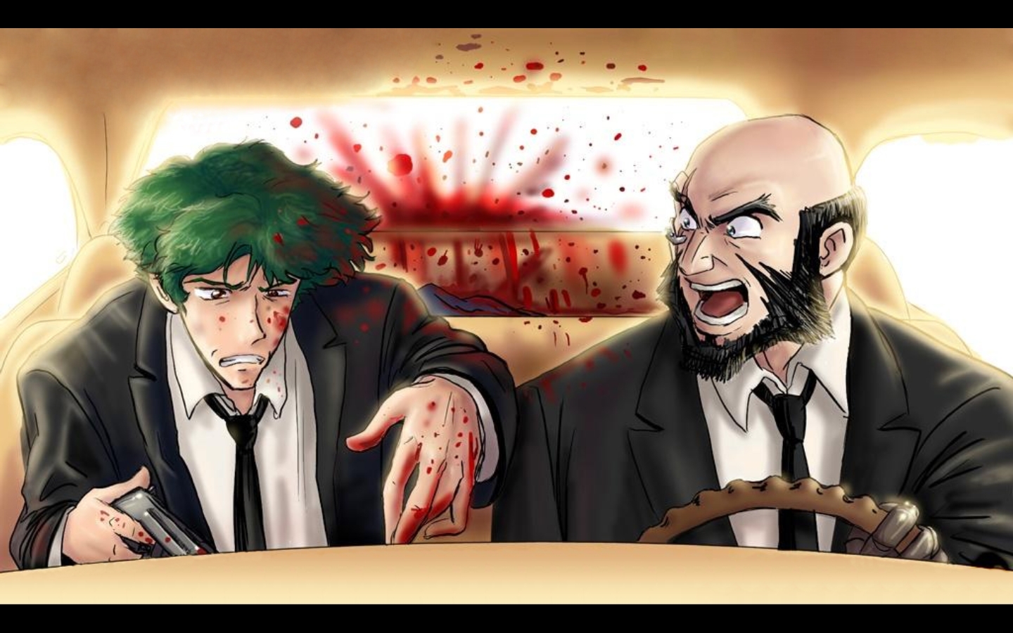 Spike Spiegel and man in car HD Wallpaper
