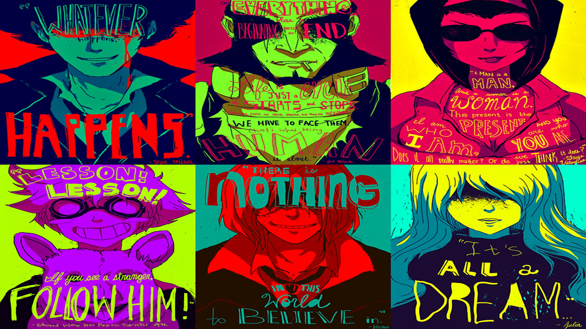 Cowboy Bebop characters with quotes HD Wallpaper
