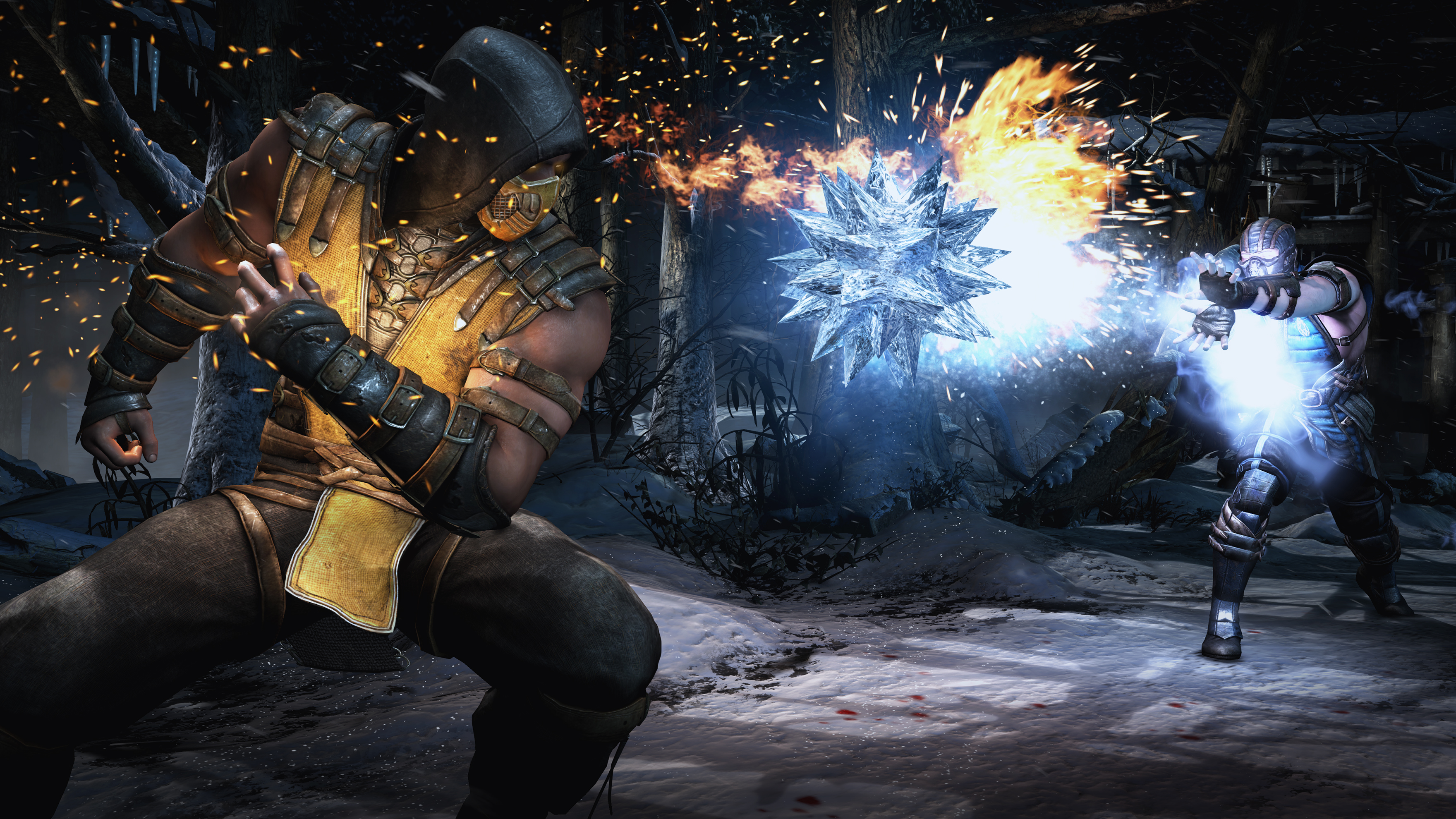 Scorpion and Sub-Zero fighting in Mortal Kombat HD Wallpaper