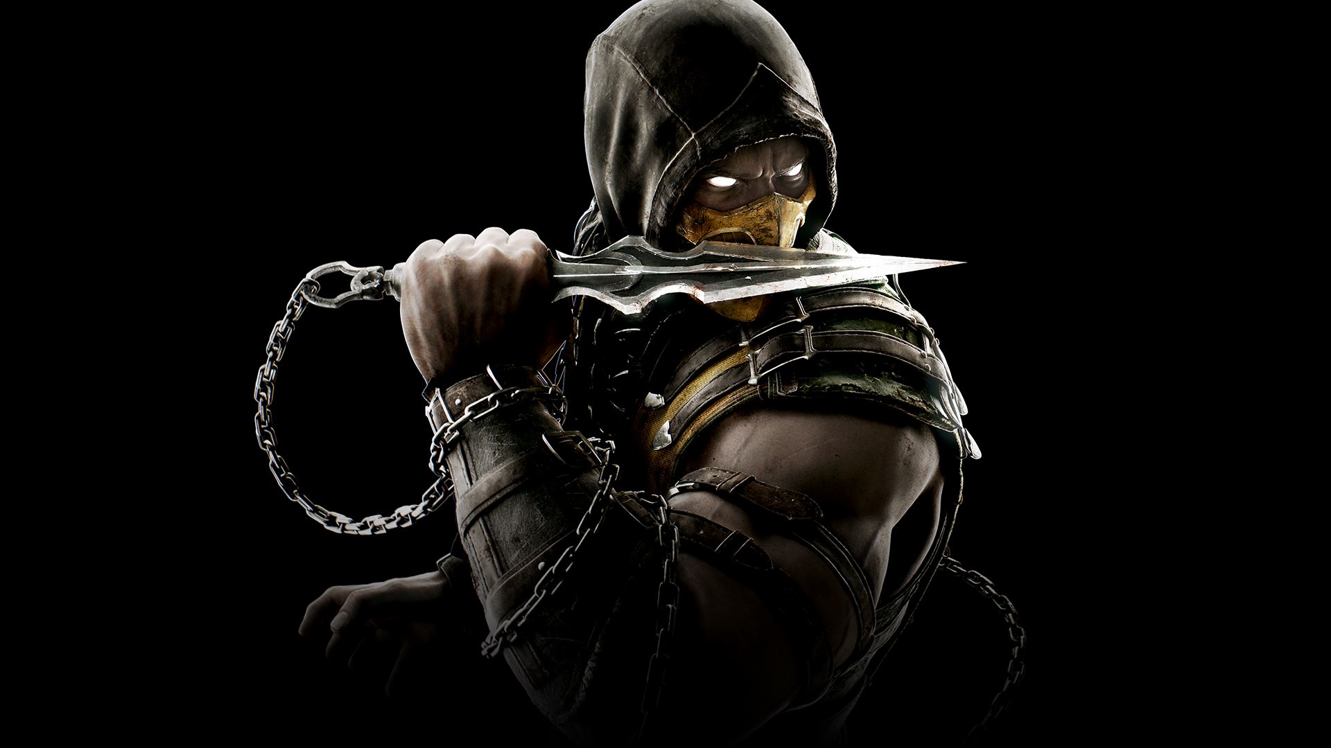 Scorpion from Mortal Kombat holding a knife HD Wallpaper