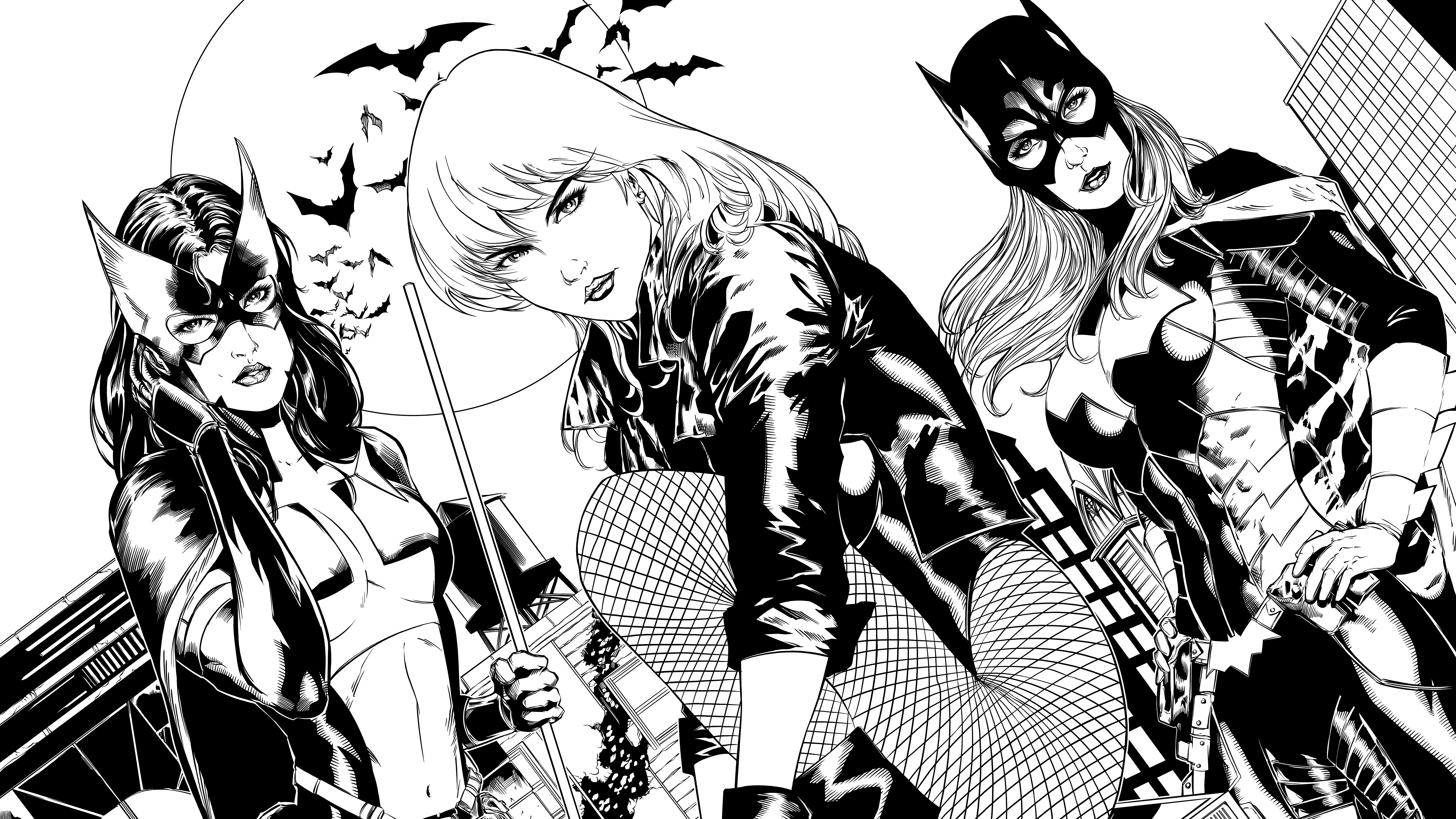 Black Canary, Batgirl, and Huntress HD Wallpaper