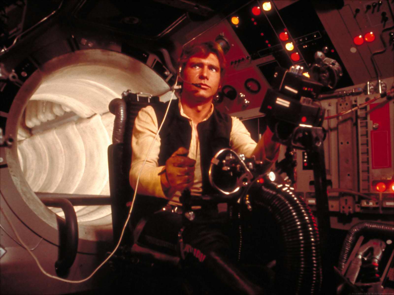Han Solo from Star Wars in the Millennium Falcon cockpit HD Wallpaper